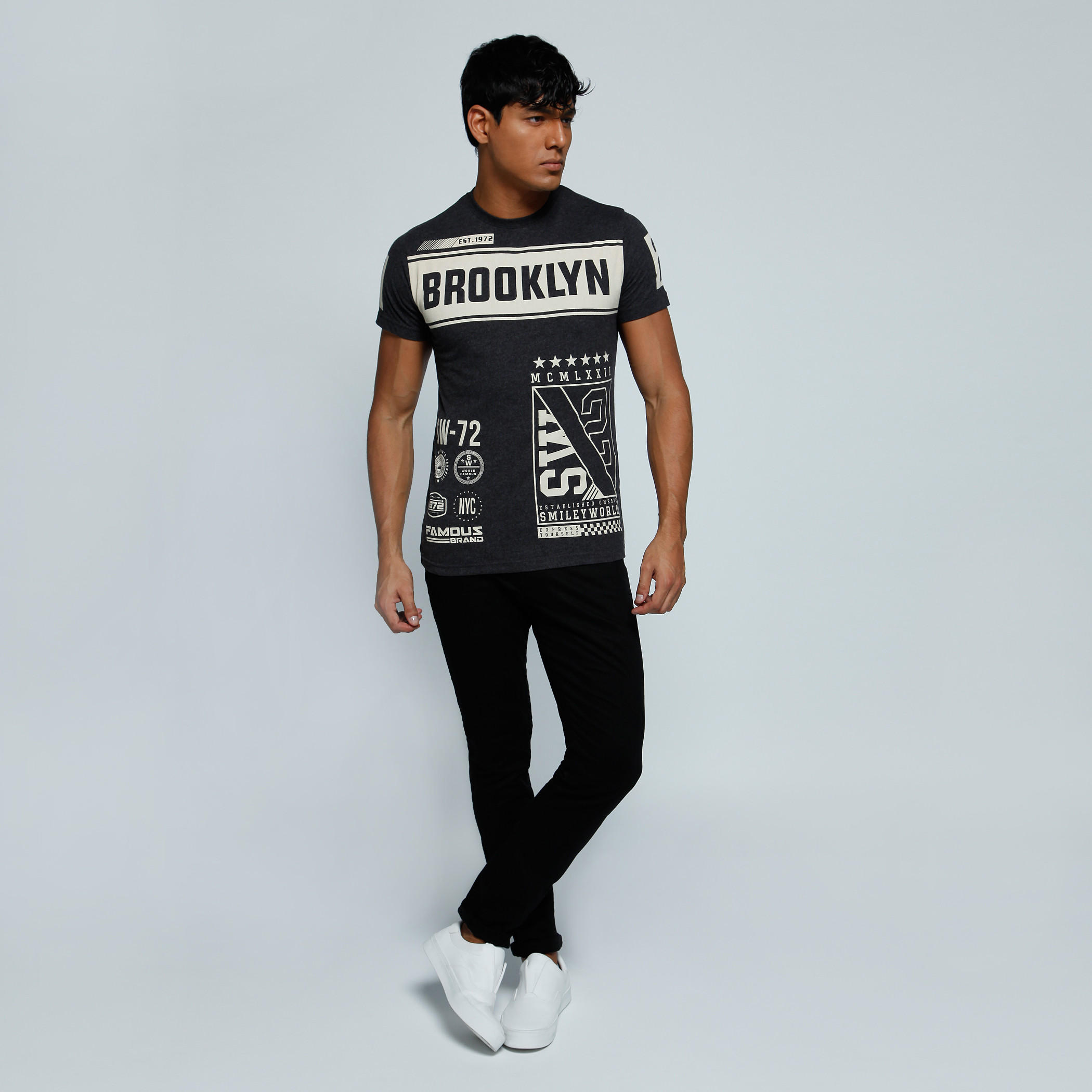 Smiley World Graphic Print T-Shirt with Crew Neck and Short Sleeves-men-clothing-tshirtsandpolos-tshirts-image-5