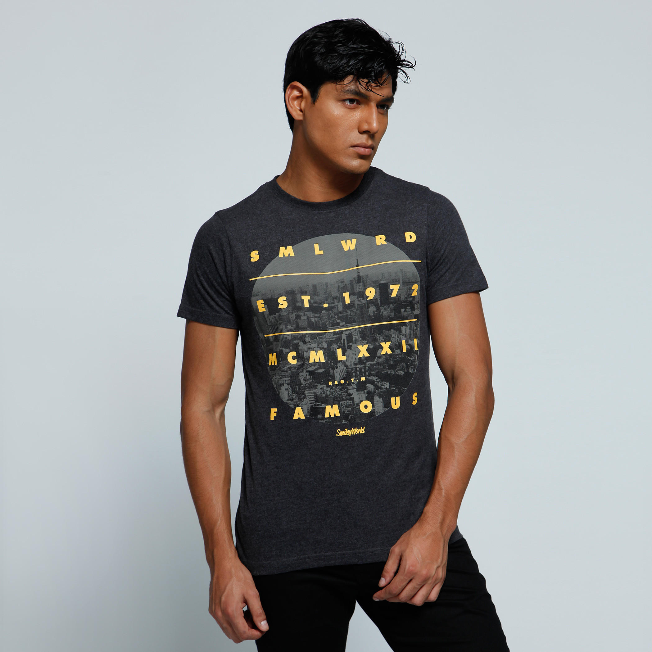 Smiley World Printed T-Shirt with Crew Neck and Short Sleeves-men-clothing-tshirtsandpolos-tshirts-image-1