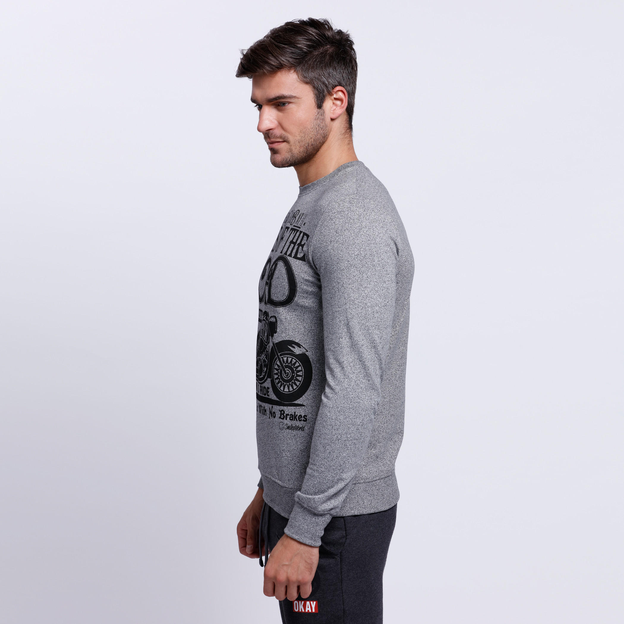 Smiley World Printed Sweatshirt with Crew Neck and Long Sleeves -men-winterwear-hoodiesandsweatshirts-image-3