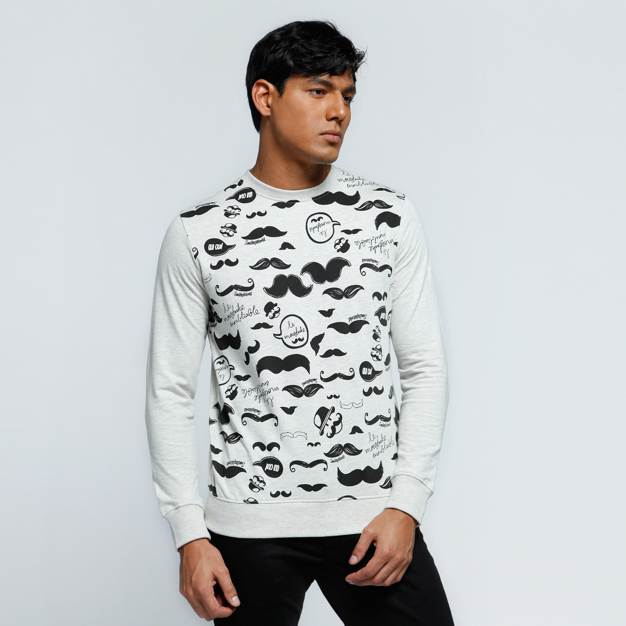 Printed T-Shirt with Long Sleeves and Crew Neck-men-winterwear-hoodiesandsweatshirts-image-1