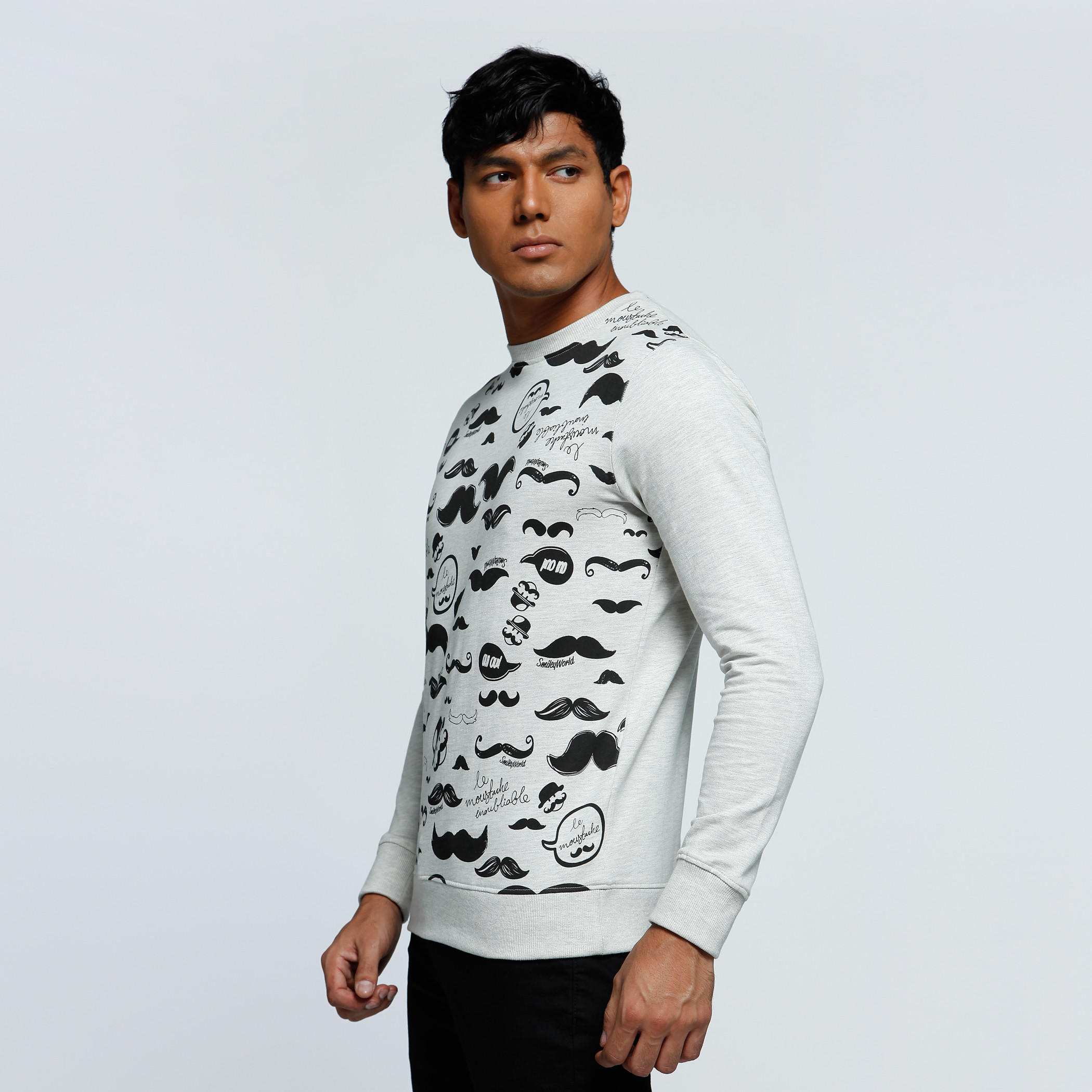 Printed T-Shirt with Long Sleeves and Crew Neck-men-winterwear-hoodiesandsweatshirts-image-3