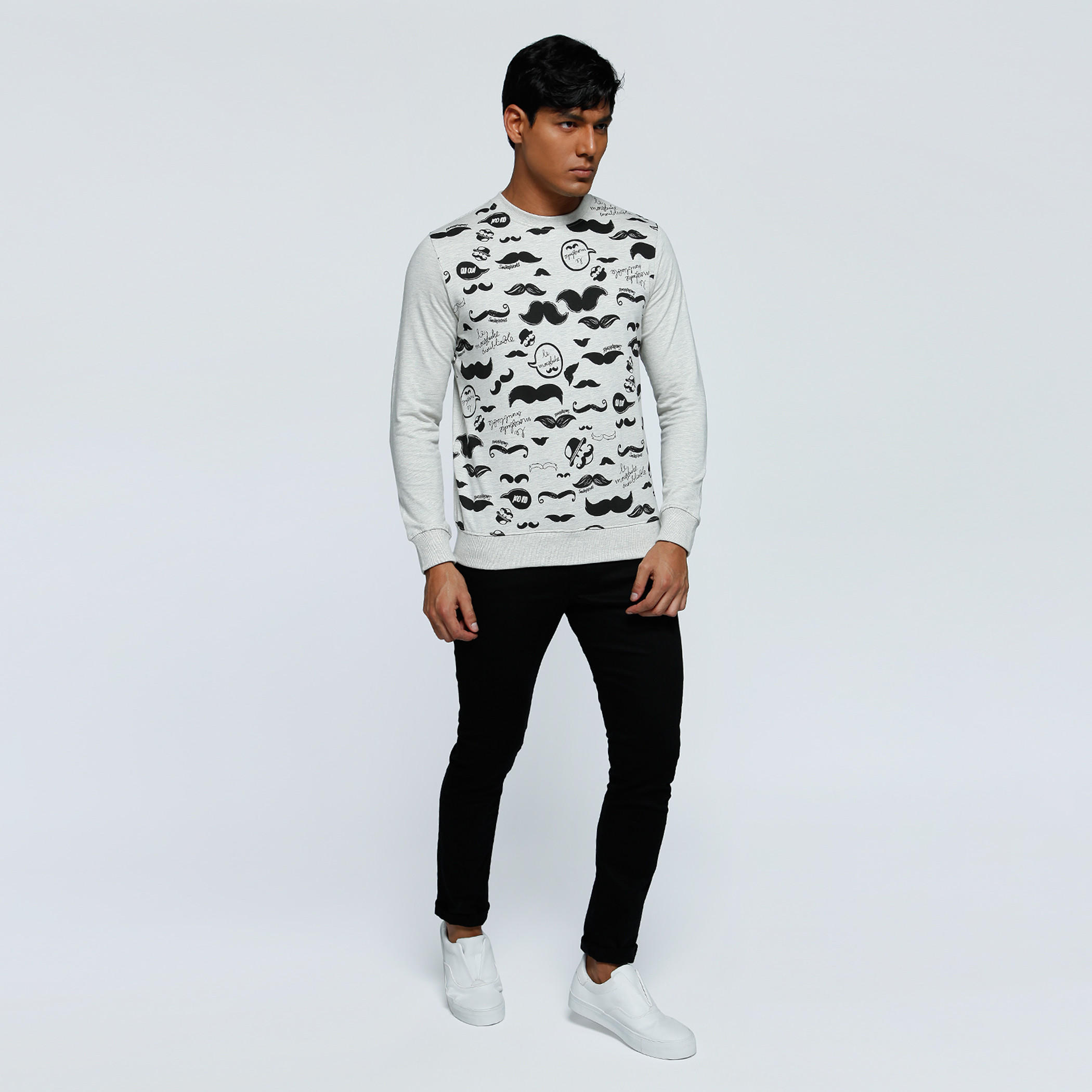 Printed T-Shirt with Long Sleeves and Crew Neck-men-winterwear-hoodiesandsweatshirts-image-5