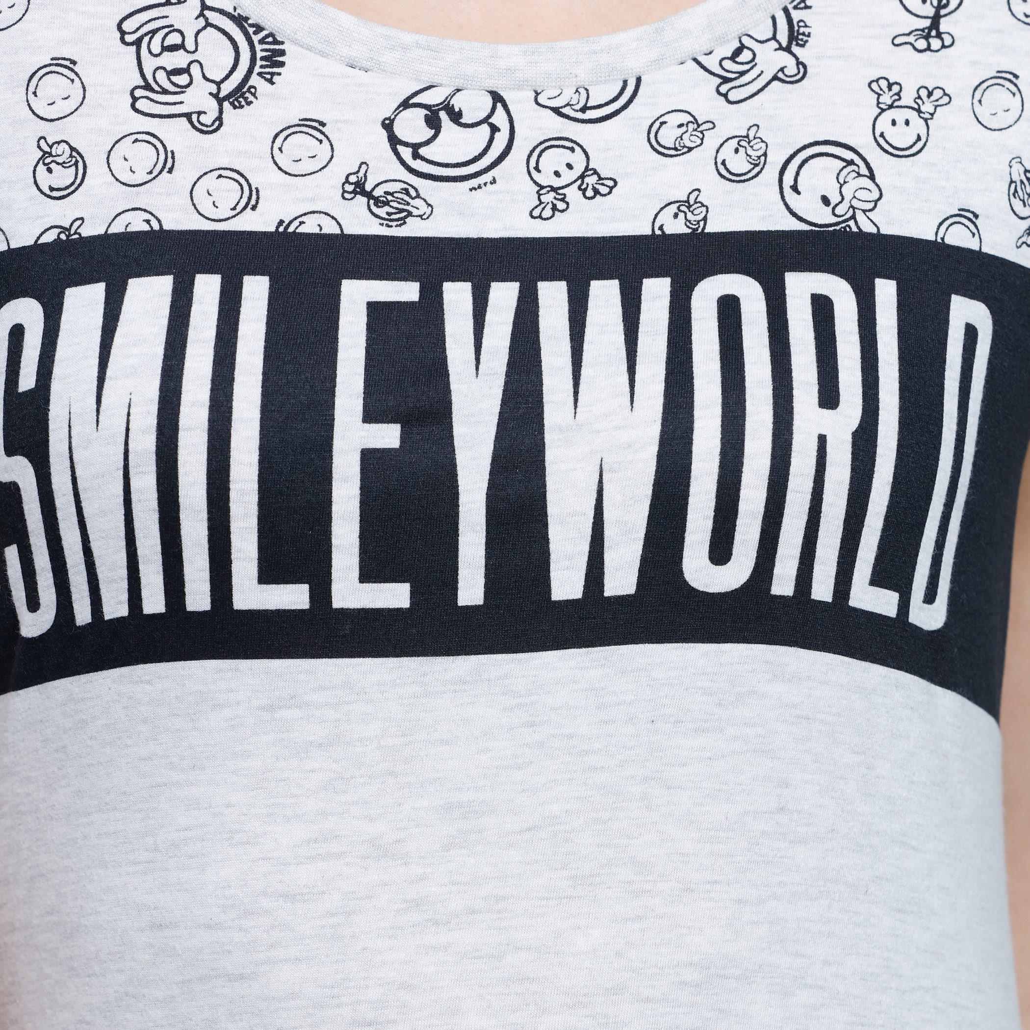 Smiley World Printed T-Shirt with Short Sleeves-women-clothing-tshirts-image-2
