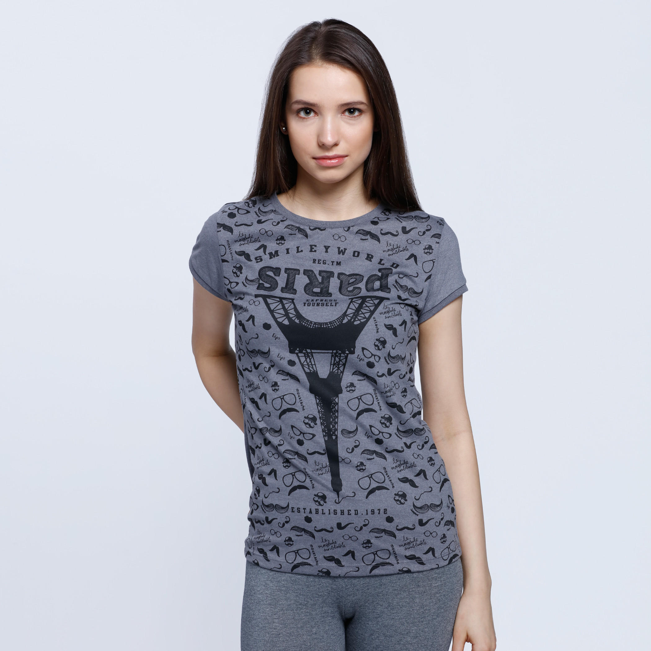 Smiley World Printed T-Shirt with Short Sleeves-women-clothing-tshirts-image-1