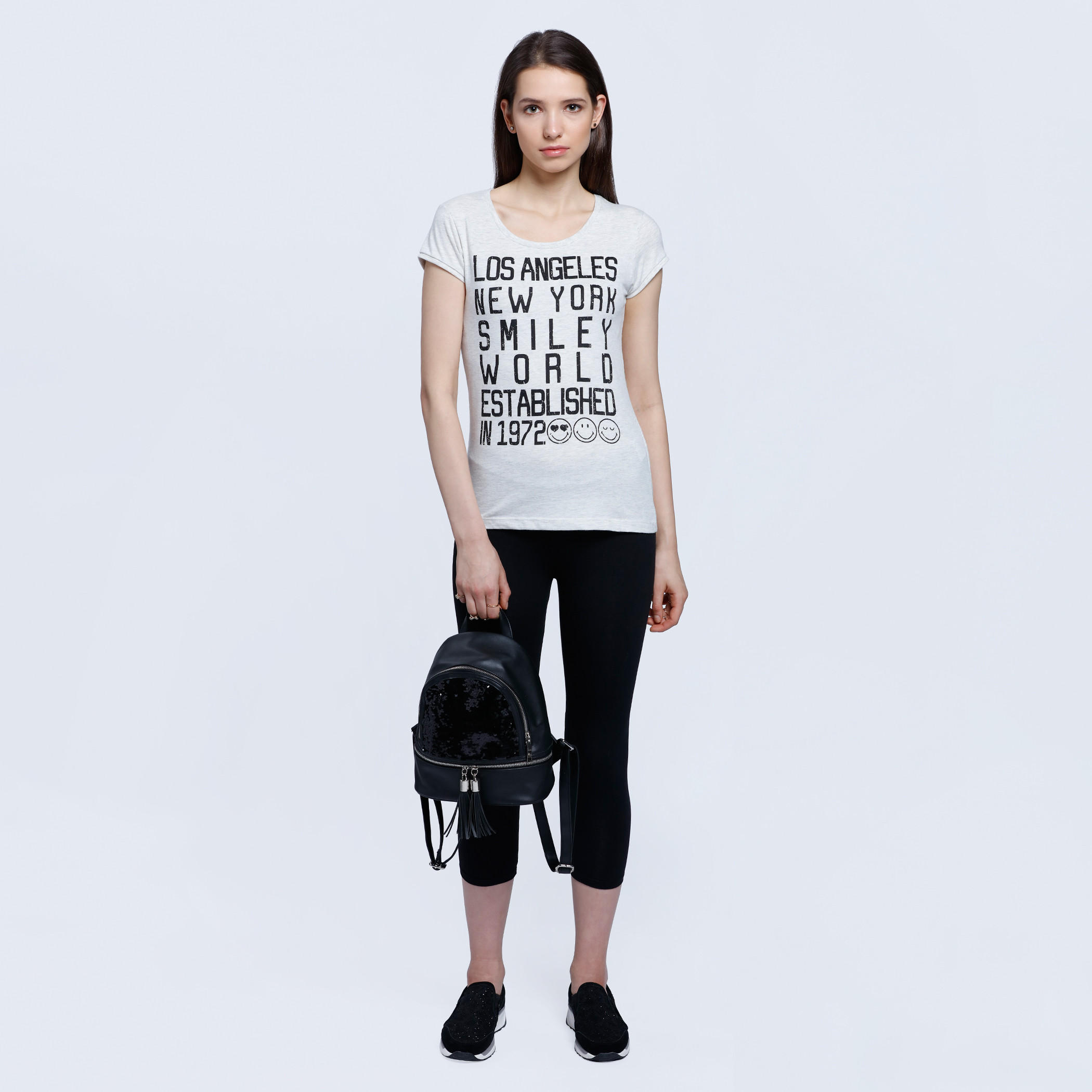 Smiley World Printed T-Shirt with Short Sleeves-women-clothing-tshirts-image-5