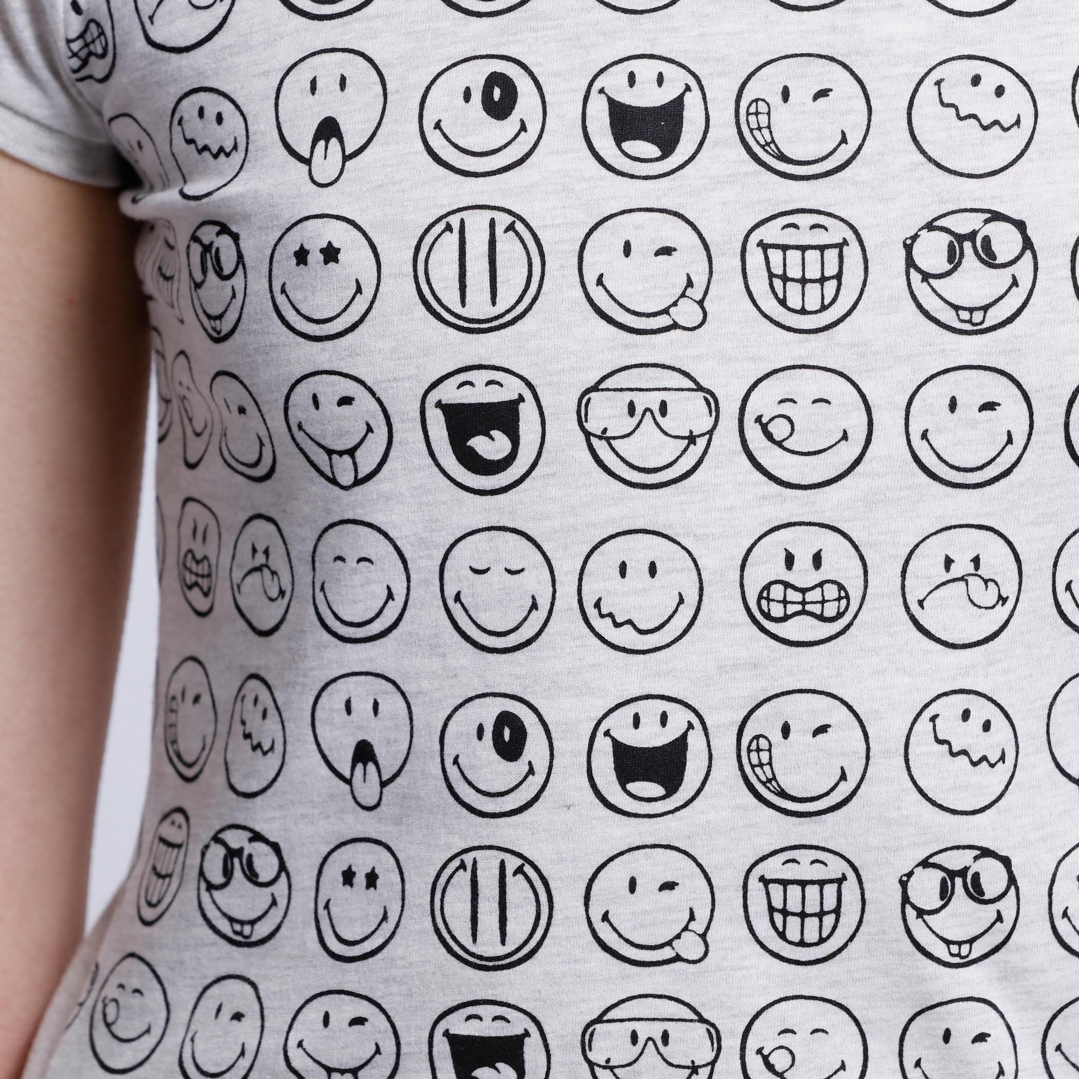 Smiley Print T-Shirt with Short Sleeves-women-clothing-tshirts-image-4
