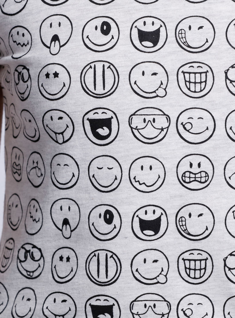 Smiley Print T-Shirt with Short Sleeves-women-clothing-tshirts-image-4