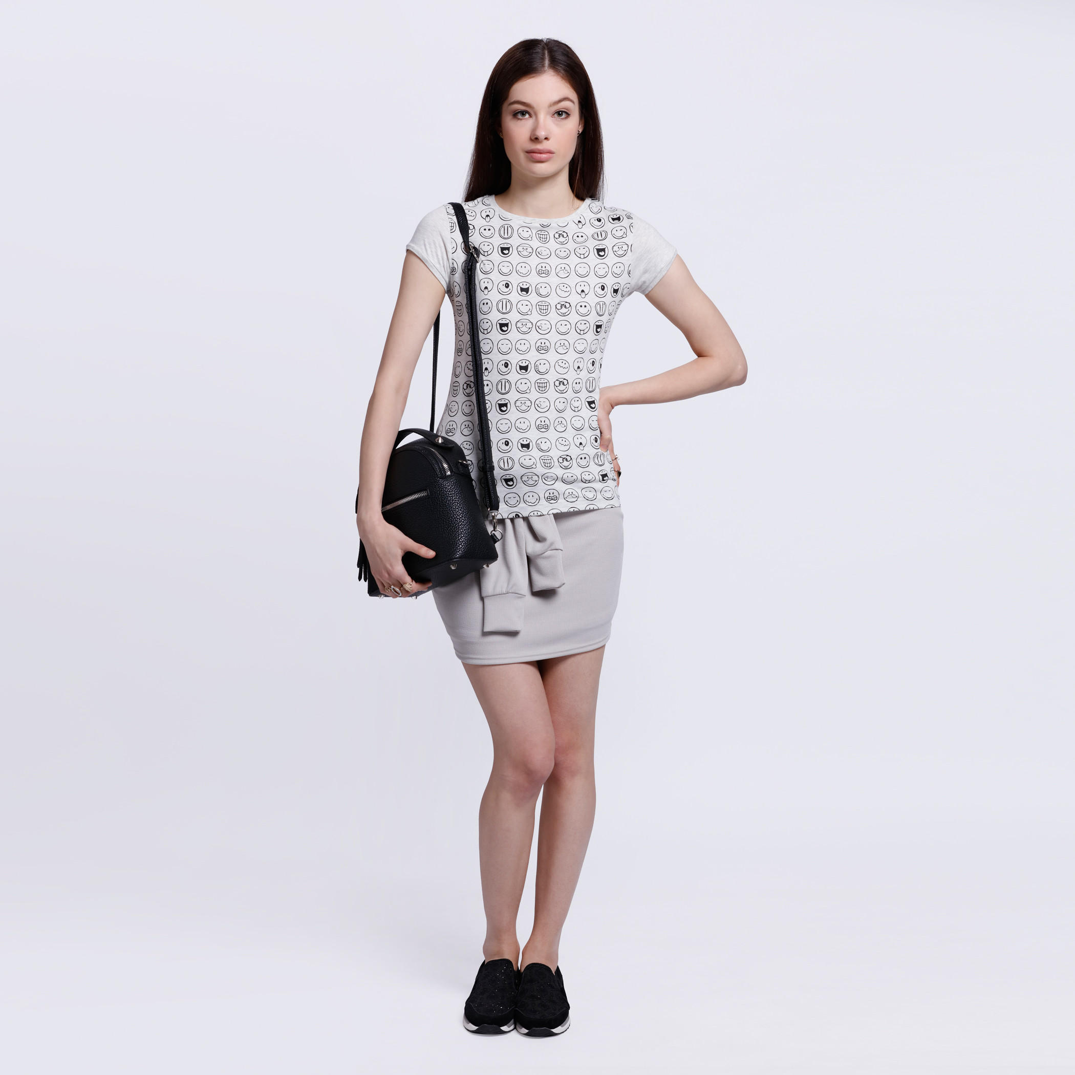 Smiley Print T-Shirt with Short Sleeves-women-clothing-tshirts-image-5