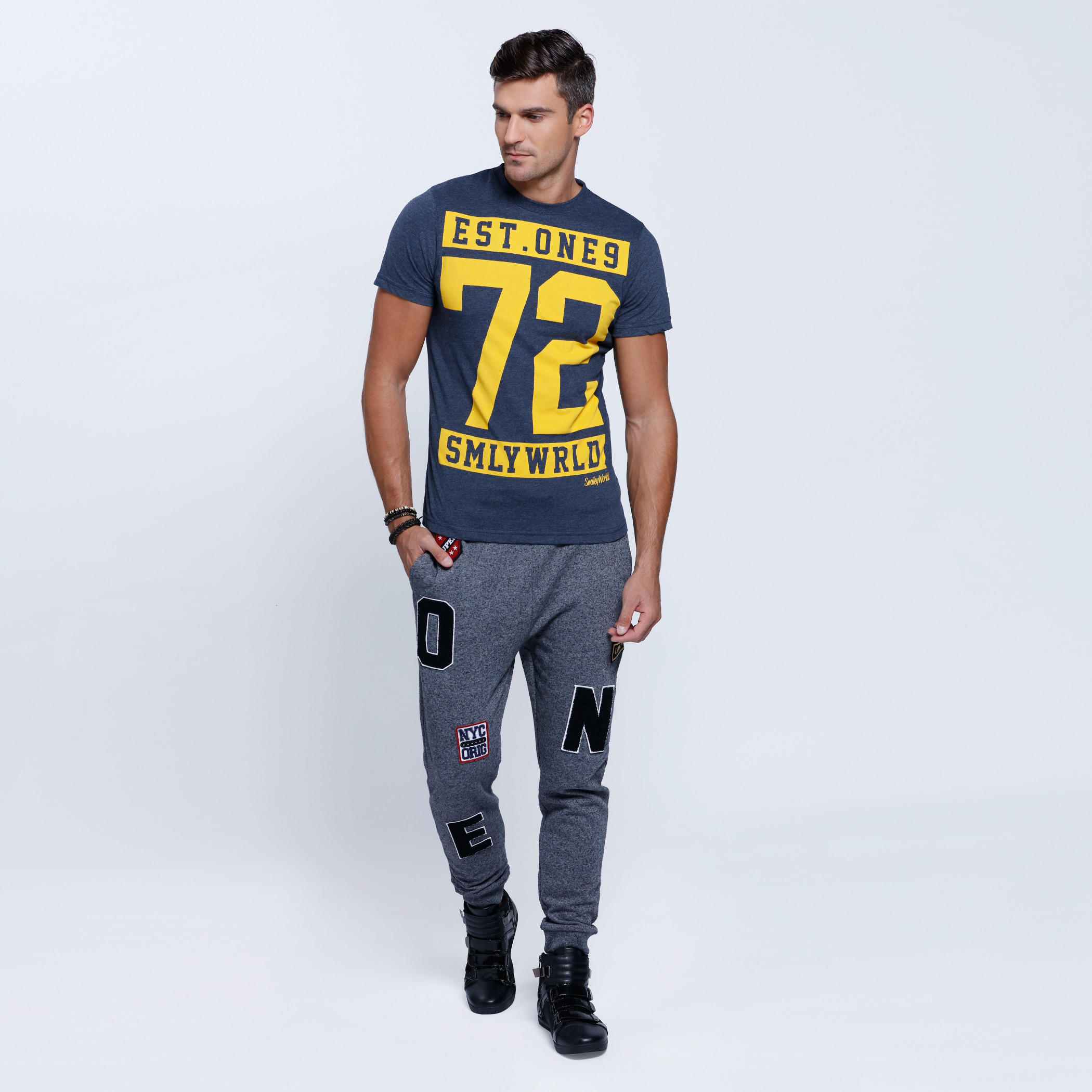 Smiley World Printed Short Sleeves T-Shirt with Round Neckline-men-clothing-tshirtsandpolos-tshirts-image-5