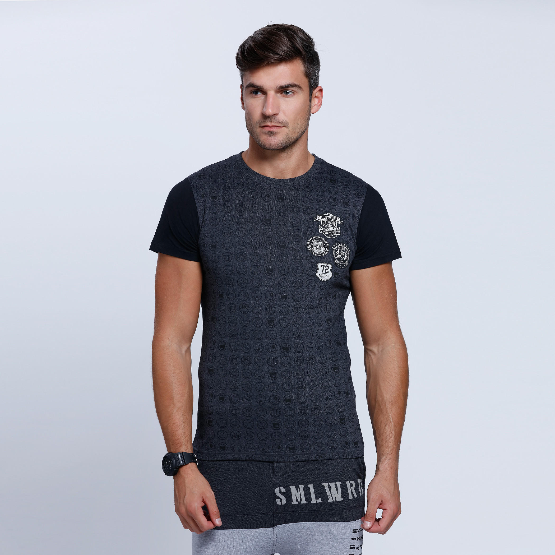 Smiley World Printed Short Sleeves T-Shirt with Round Neck-men-clothing-tshirtsandpolos-tshirts-image-1