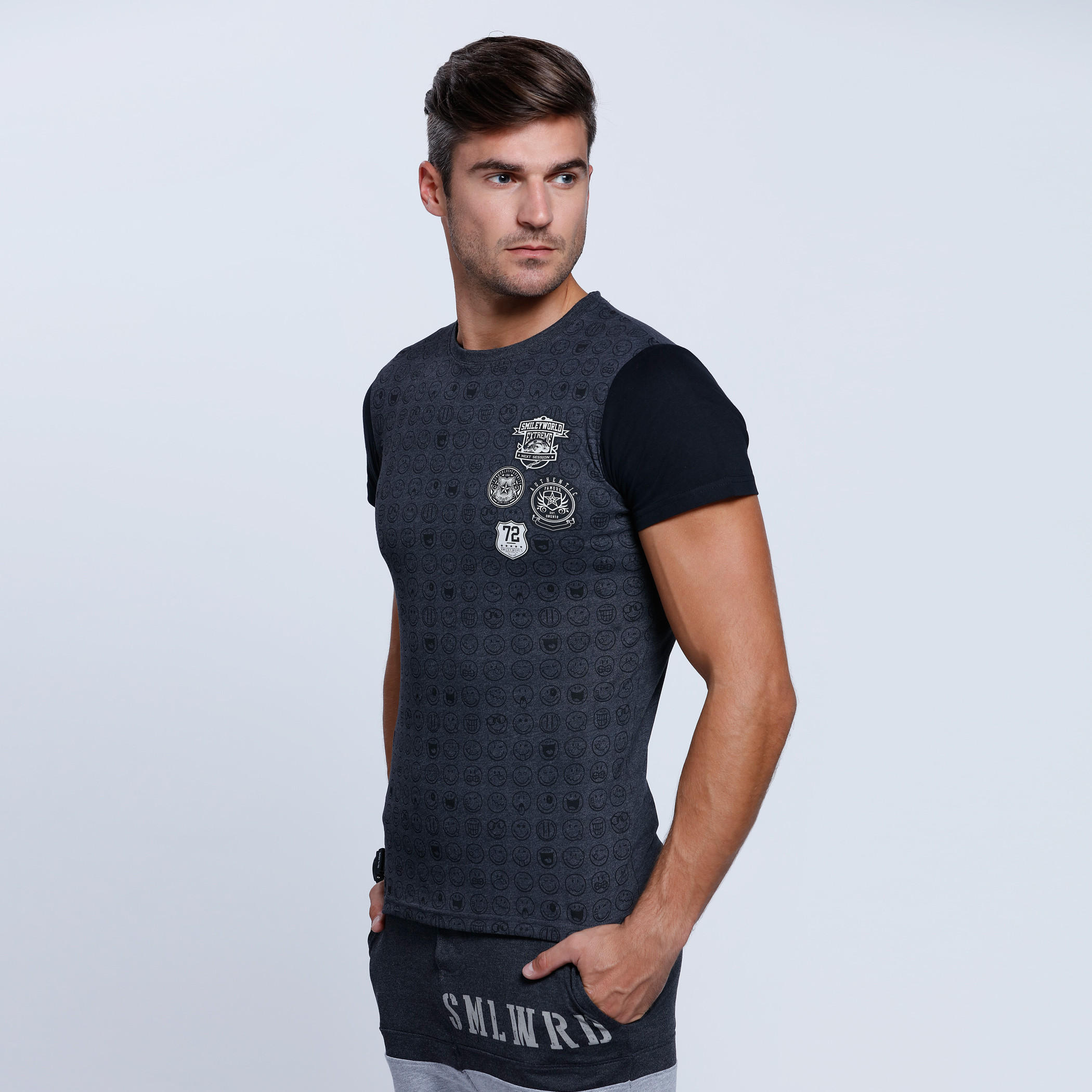 Smiley World Printed Short Sleeves T-Shirt with Round Neck-men-clothing-tshirtsandpolos-tshirts-image-3
