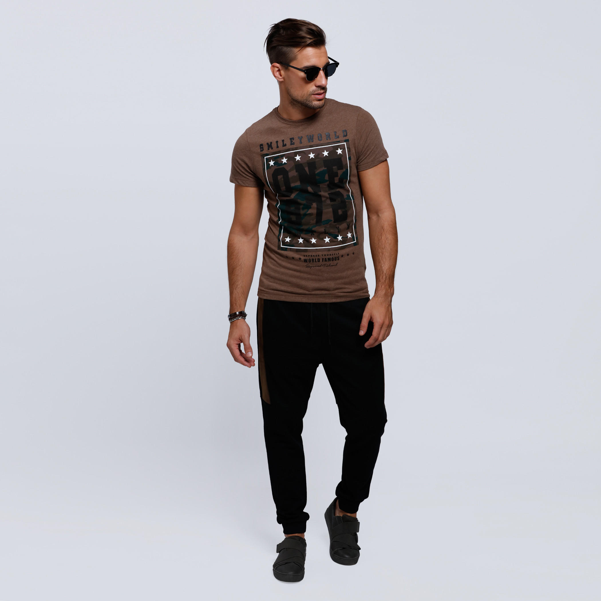 Smiley World Printed Round Neck T-Shirt with Short Sleeves-men-clothing-tshirtsandpolos-tshirts-image-5