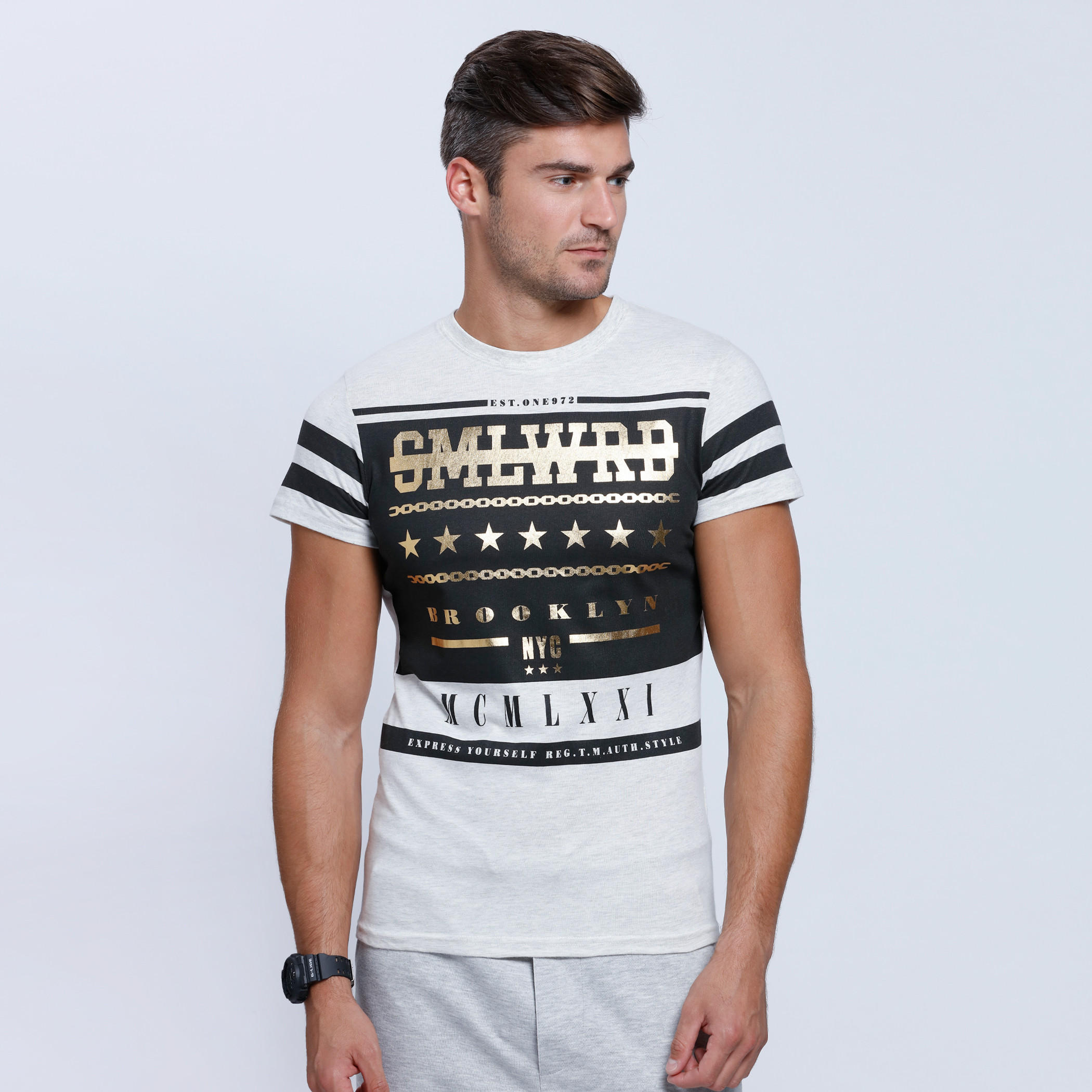 Smiley World Printed Short Sleeves T-Shirt with Round Neck-men-clothing-tshirtsandpolos-tshirts-image-1