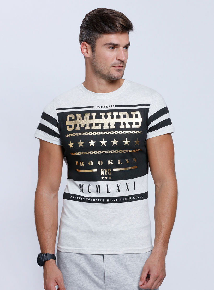 Smiley World Printed Short Sleeves T-Shirt with Round Neck-men-clothing-tshirtsandpolos-tshirts-image-1