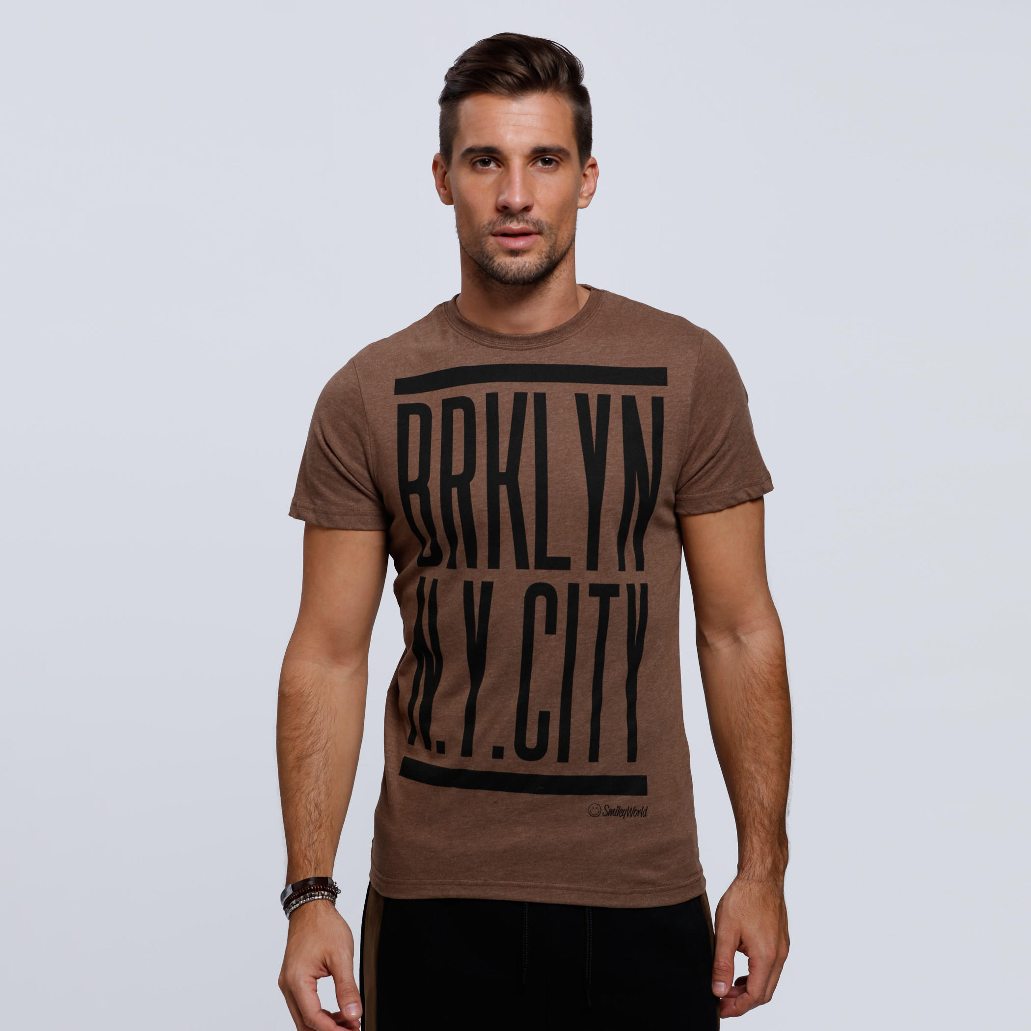 Smiley World Printed Round Neck T-Shirt with Short Sleeves-men-clothing-tshirtsandpolos-tshirts-image-1