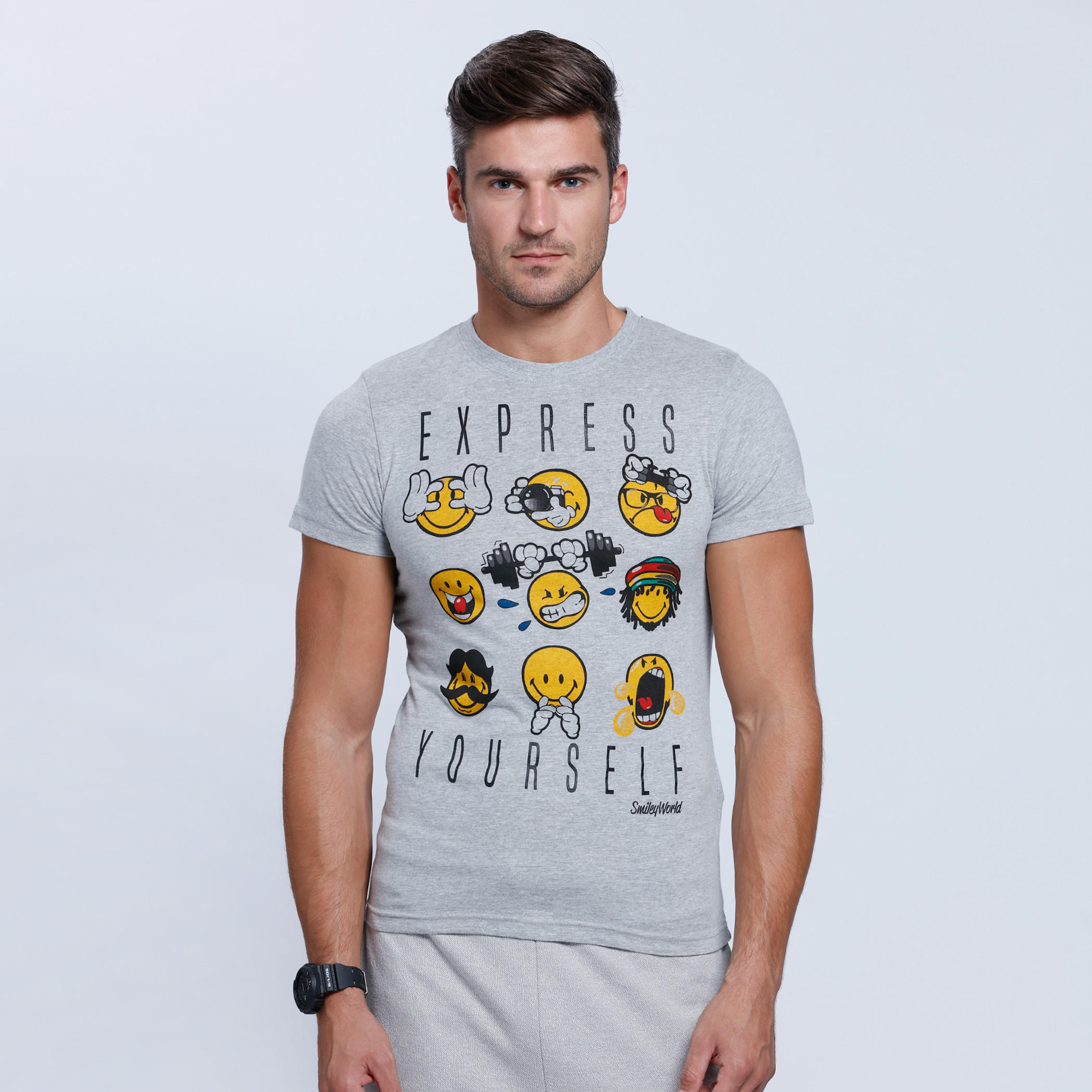 Smiley World Printed Short Sleeves T-Shirt with Round Neck-men-clothing-tshirtsandpolos-tshirts-image-5