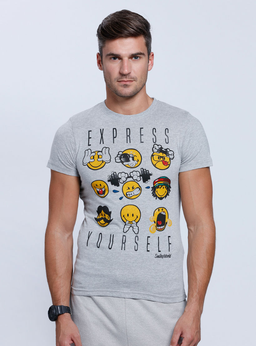 Smiley World Printed Short Sleeves T-Shirt with Round Neck-men-clothing-tshirtsandpolos-tshirts-image-5