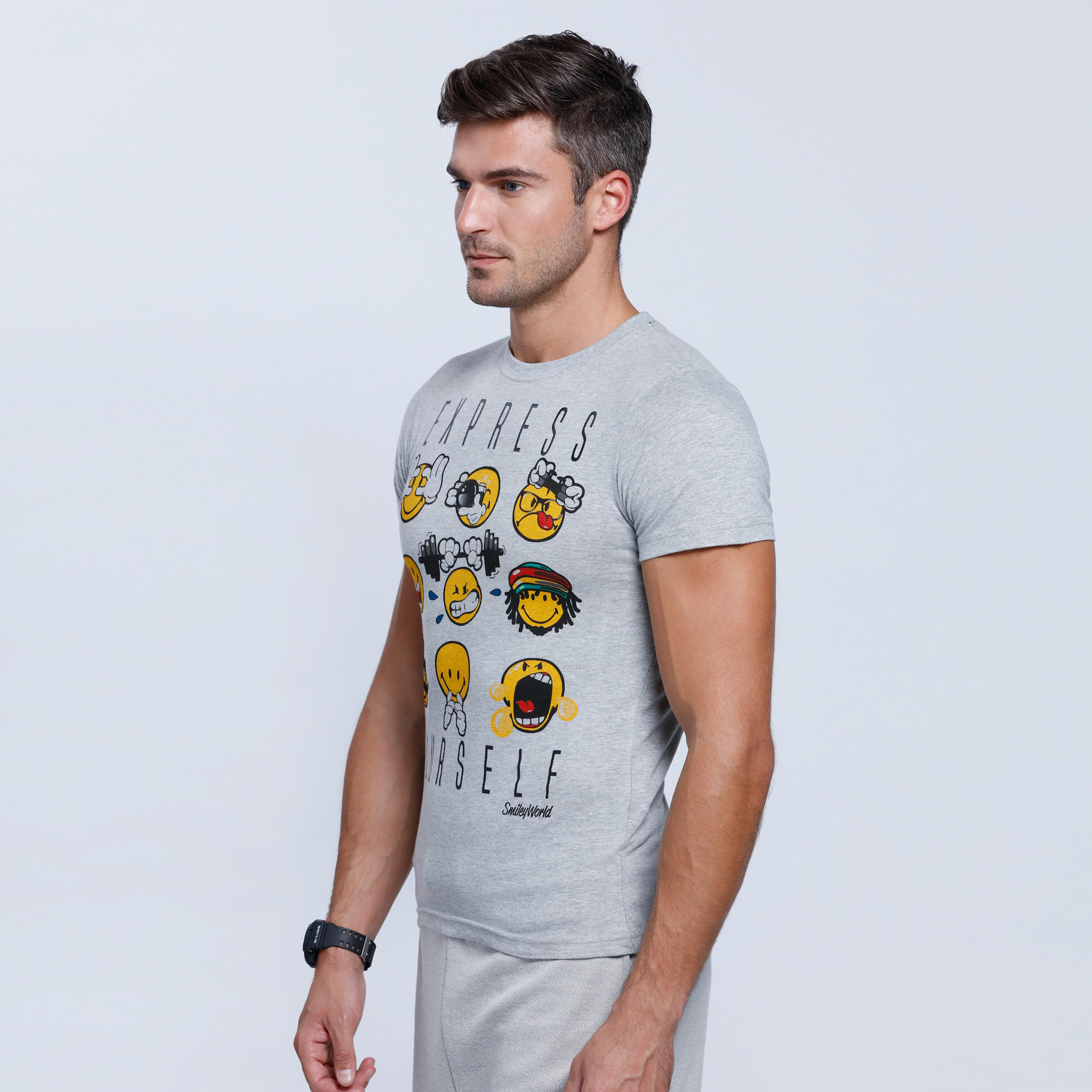 Smiley World Printed Short Sleeves T-Shirt with Round Neck-men-clothing-tshirtsandpolos-tshirts-image-3
