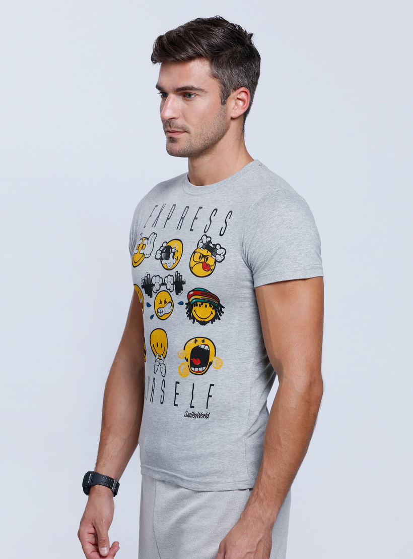 Smiley World Printed Short Sleeves T-Shirt with Round Neck-men-clothing-tshirtsandpolos-tshirts-image-3