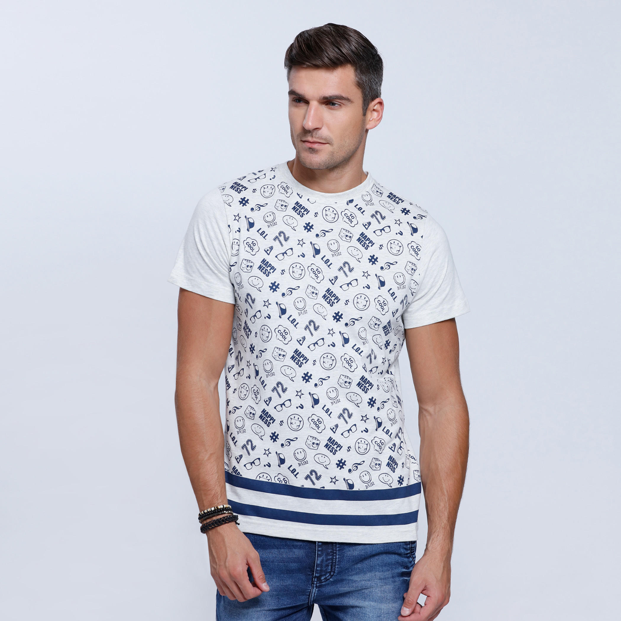 Smiley World Printed Short Sleeves T-Shirt with Round Neckline-men-clothing-tshirtsandpolos-tshirts-image-1