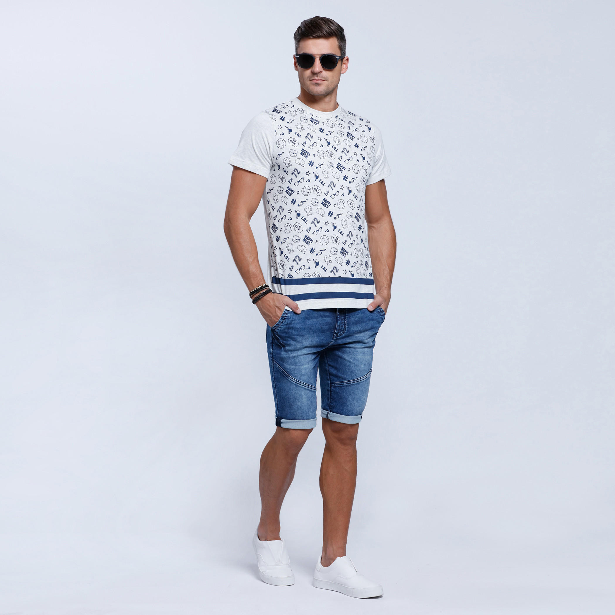 Smiley World Printed Short Sleeves T-Shirt with Round Neckline-men-clothing-tshirtsandpolos-tshirts-image-5