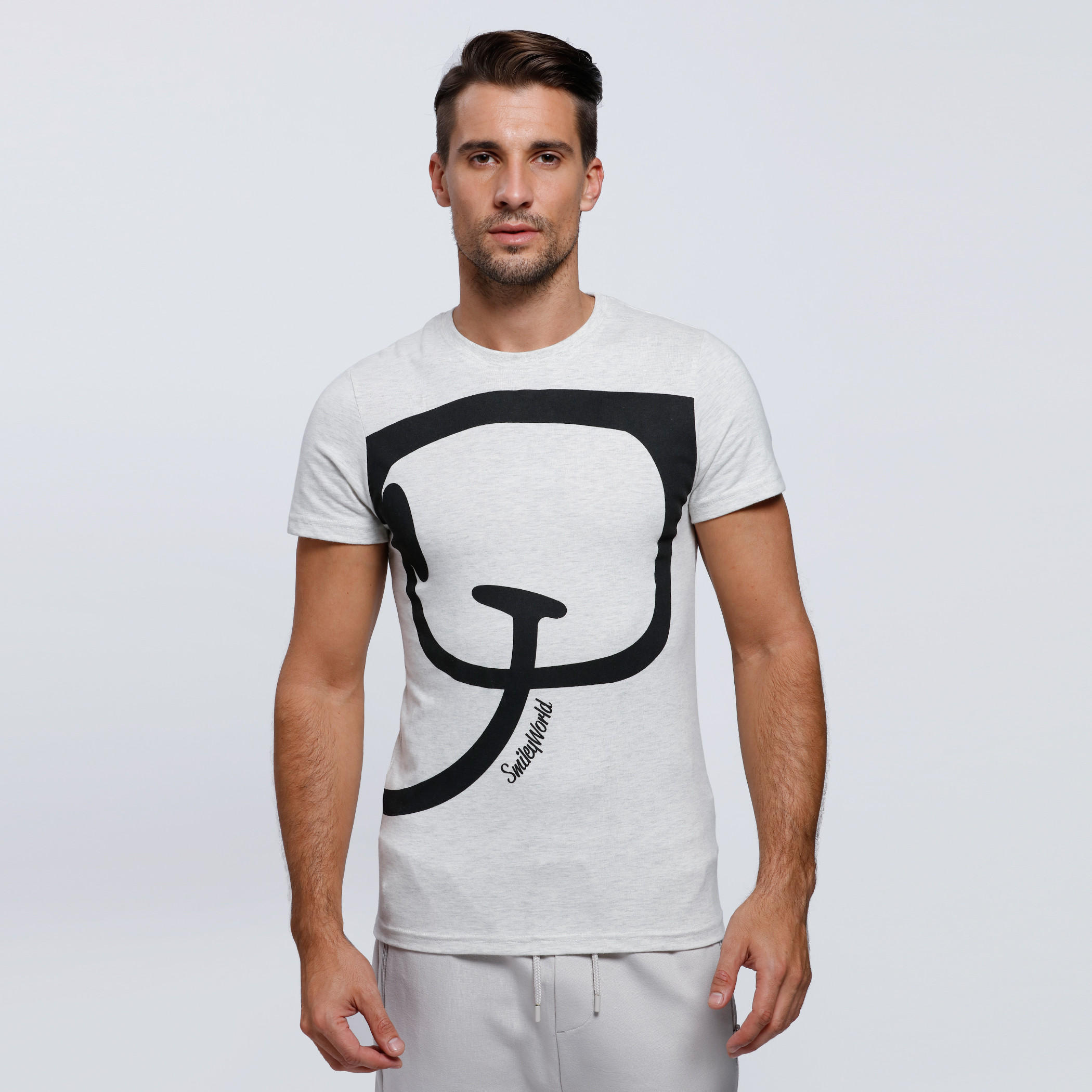 Smiley World Printed Round Neck T-Shirt with Short Sleeves-men-clothing-tshirtsandpolos-tshirts-image-1