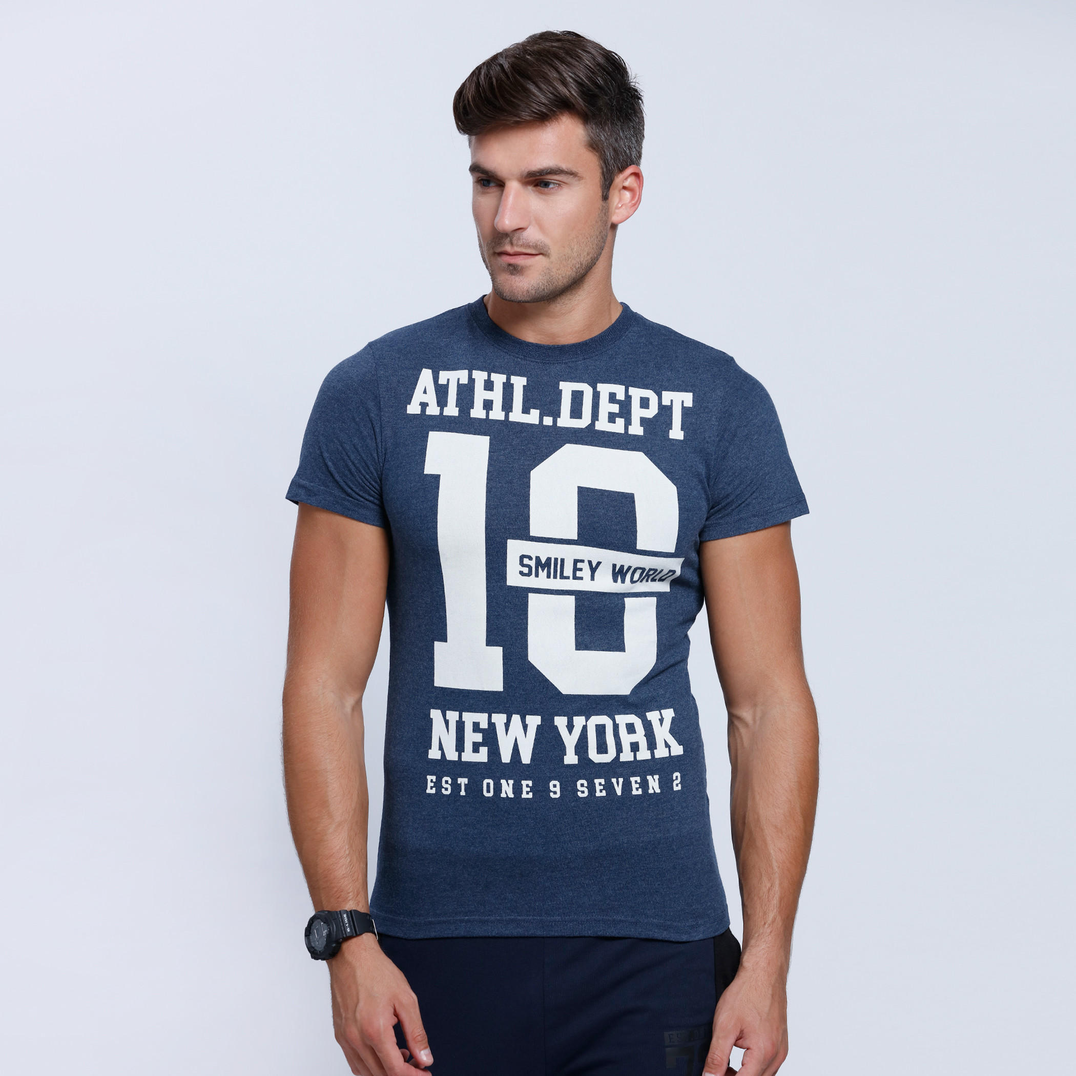 Smiley World Printed Short Sleeves T-Shirt with Round Neck-men-clothing-tshirtsandpolos-tshirts-image-1