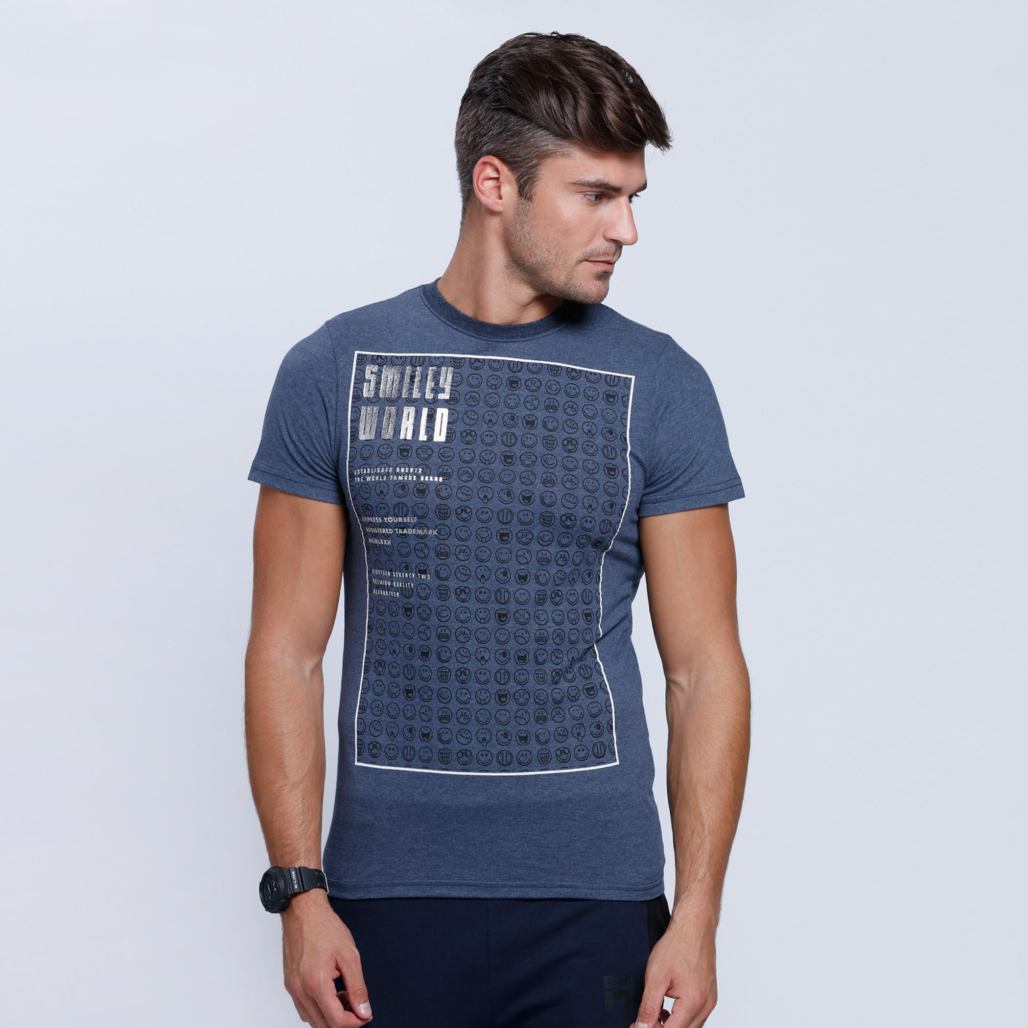 Smiley World Printed Short Sleeves T-Shirt with Round Neck-men-clothing-tshirtsandpolos-tshirts-image-1