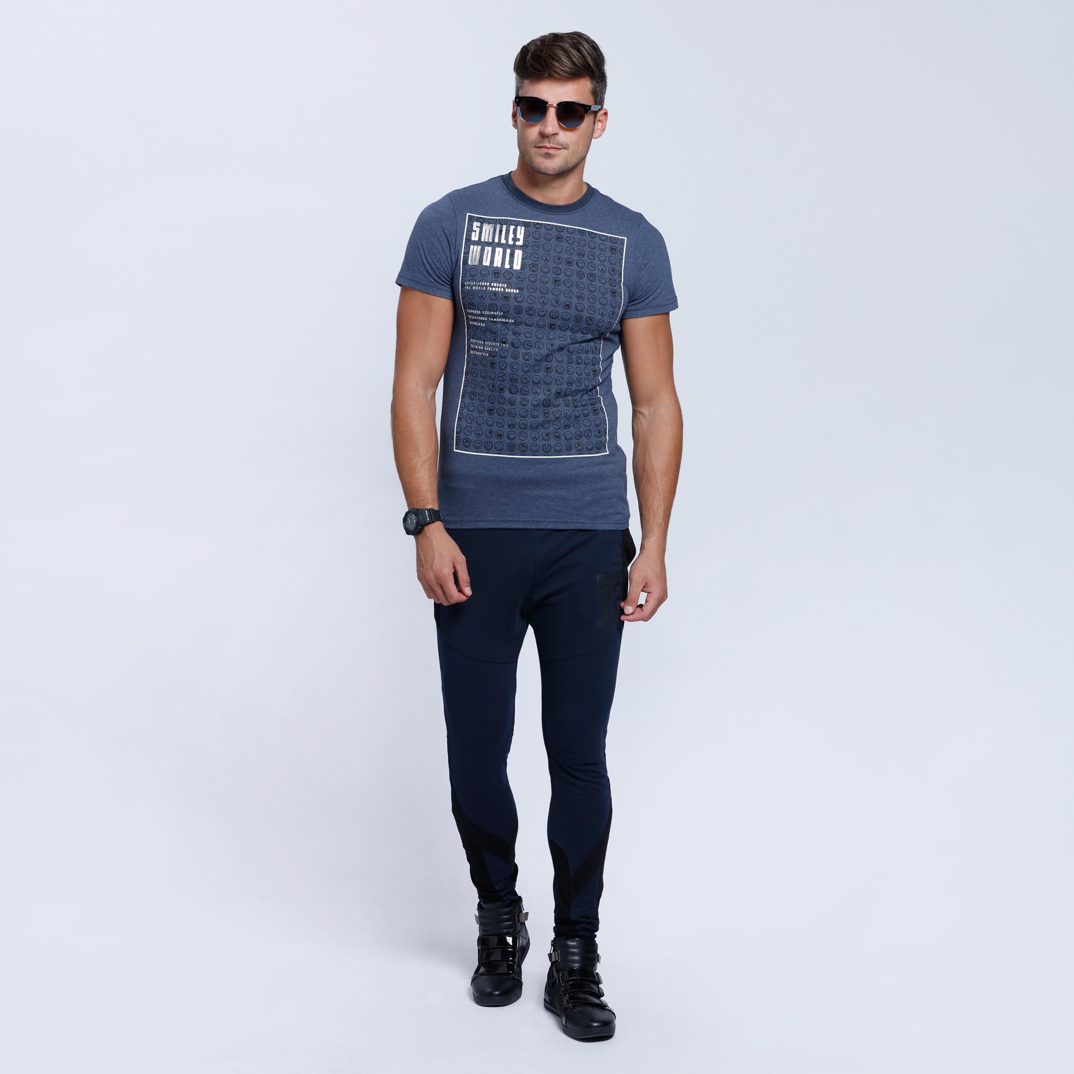 Smiley World Printed Short Sleeves T-Shirt with Round Neck-men-clothing-tshirtsandpolos-tshirts-image-5