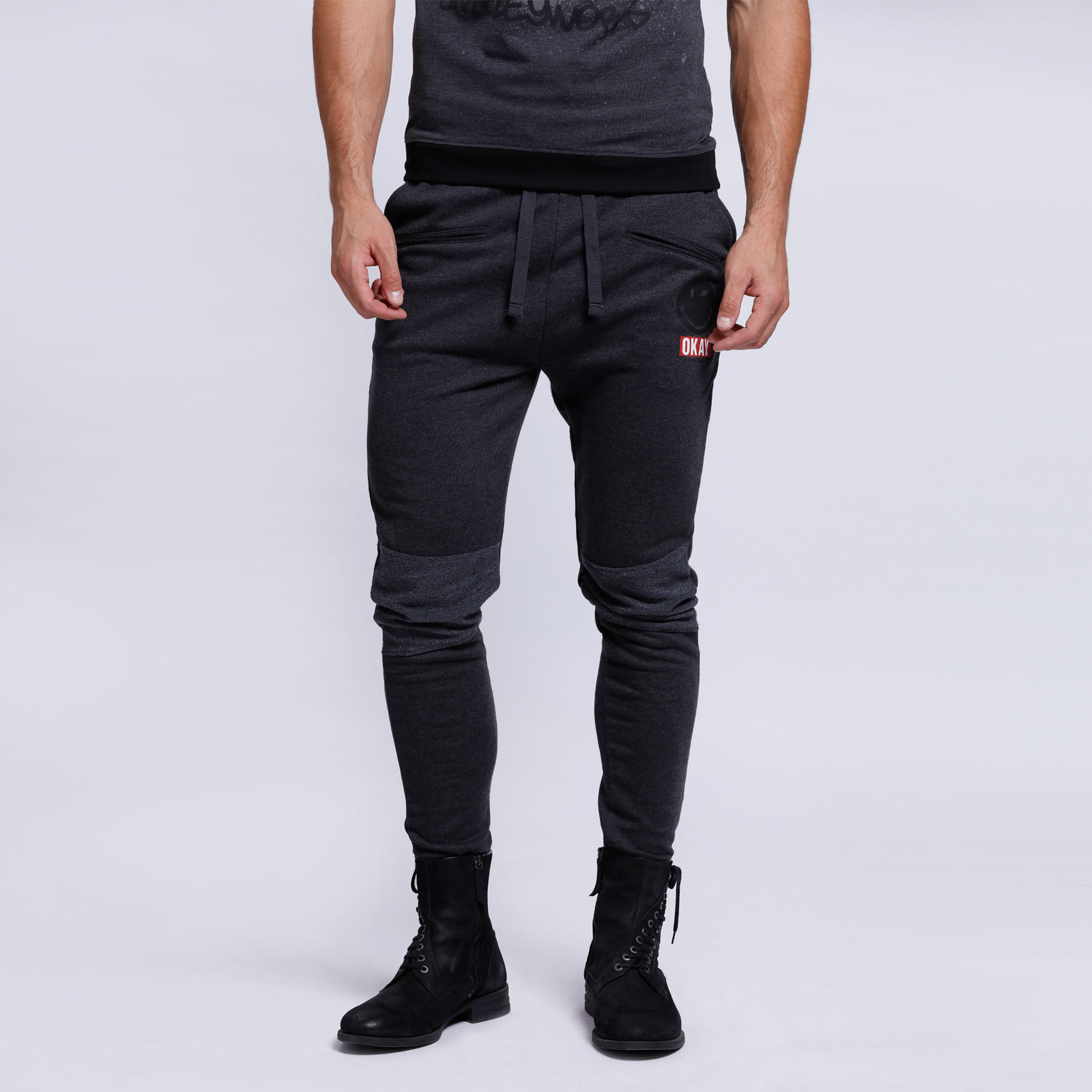 Smiley World Full Length Joggers with Elasticised Waistband-men-clothing-bottoms-joggers-image-1