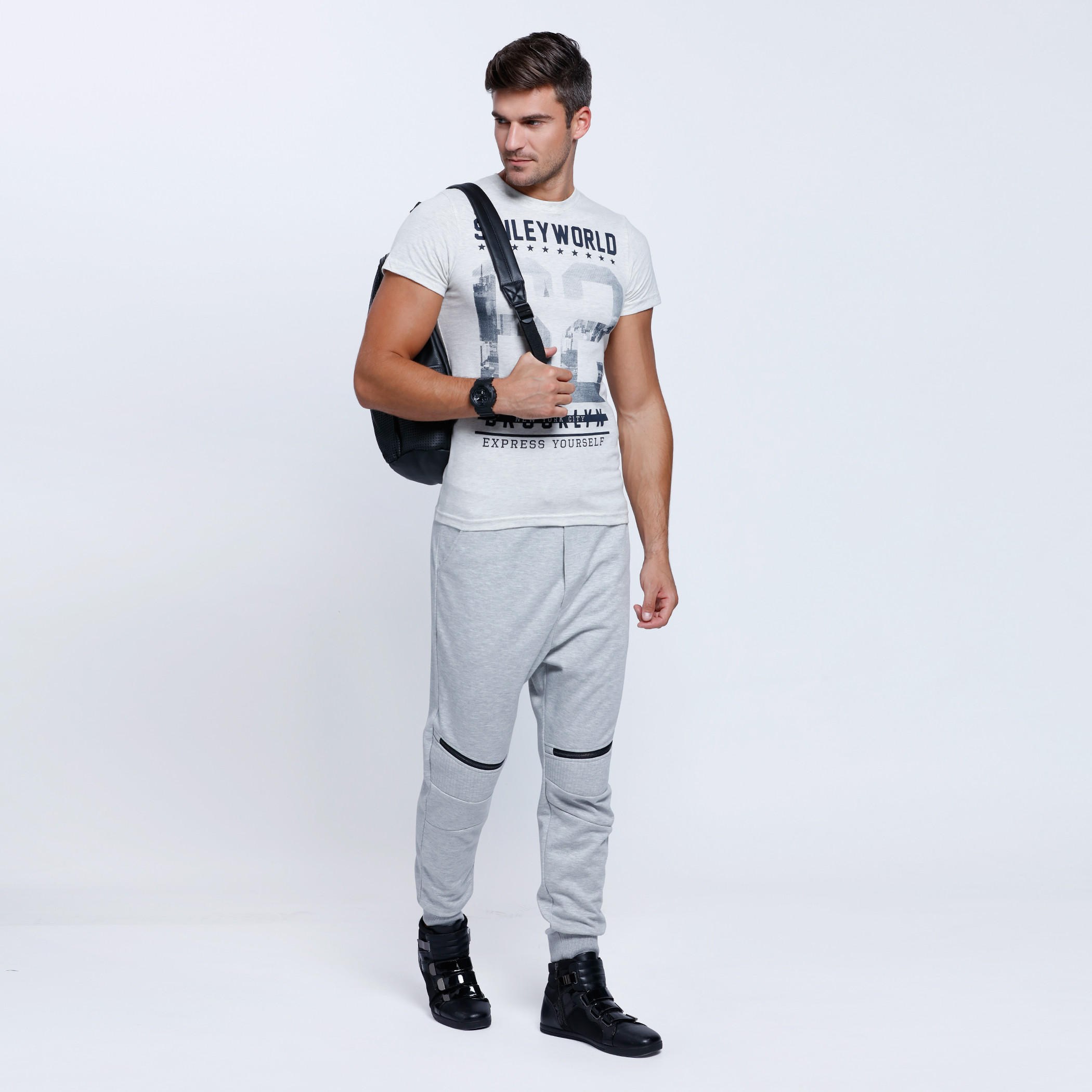 Smiley World Printed Short Sleeves T-Shirt with Round Neck-men-clothing-tshirtsandpolos-tshirts-image-5