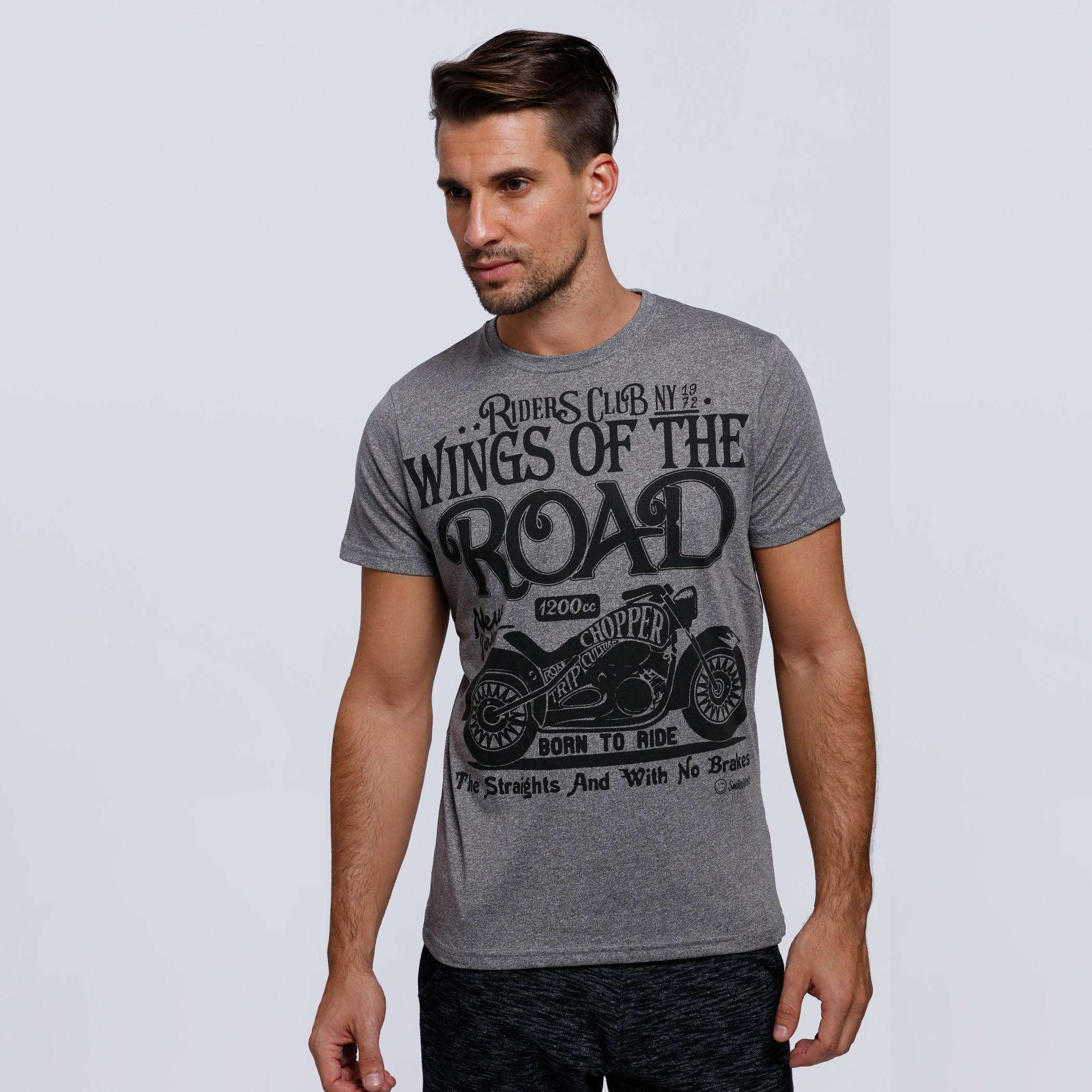 Smiley World Printed Round Neck T-Shirt with Short Sleeves-men-clothing-tshirtsandpolos-tshirts-image-1