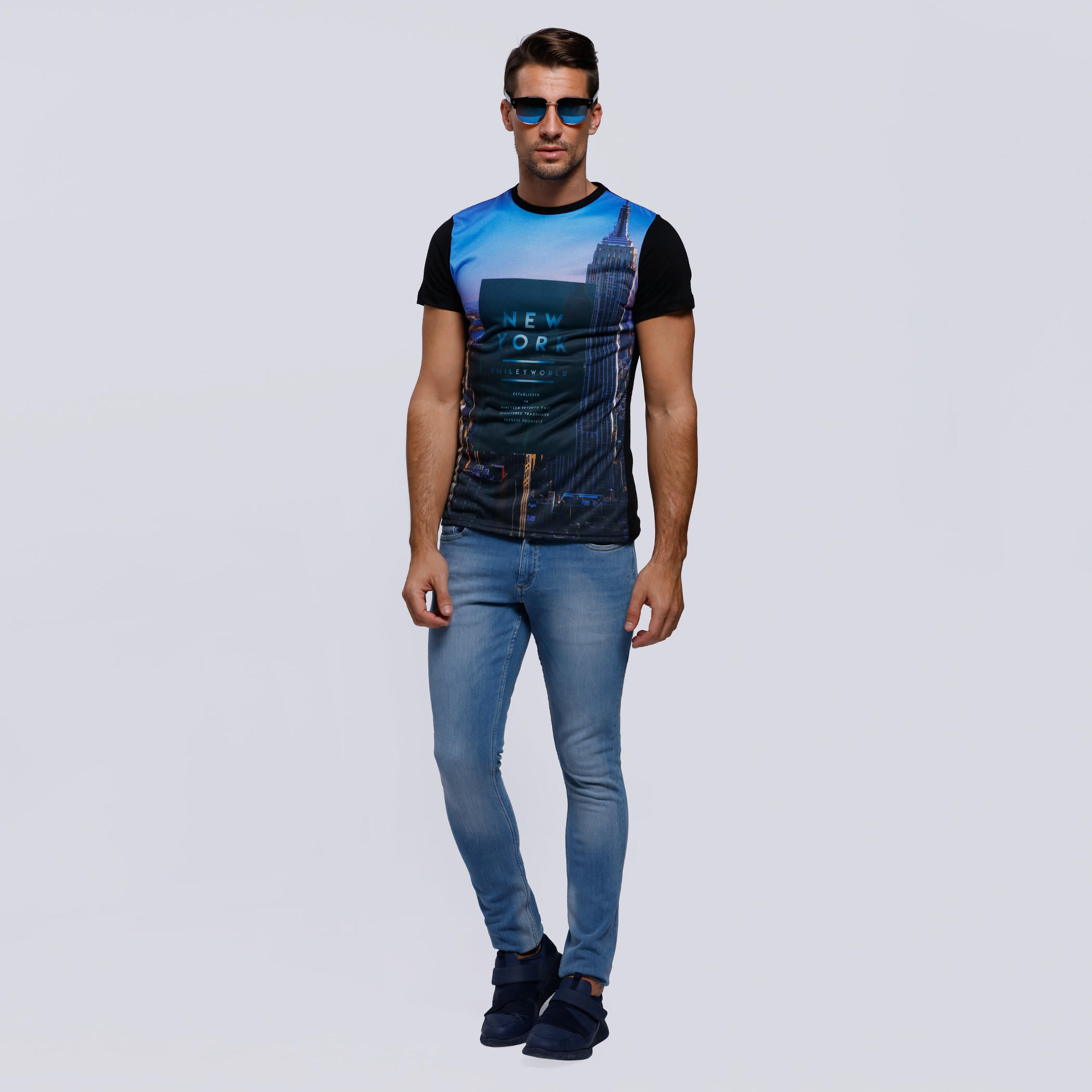 Smiley World Printed Round Neck T-Shirt with Short Sleeves-men-clothing-tshirtsandpolos-tshirts-image-5