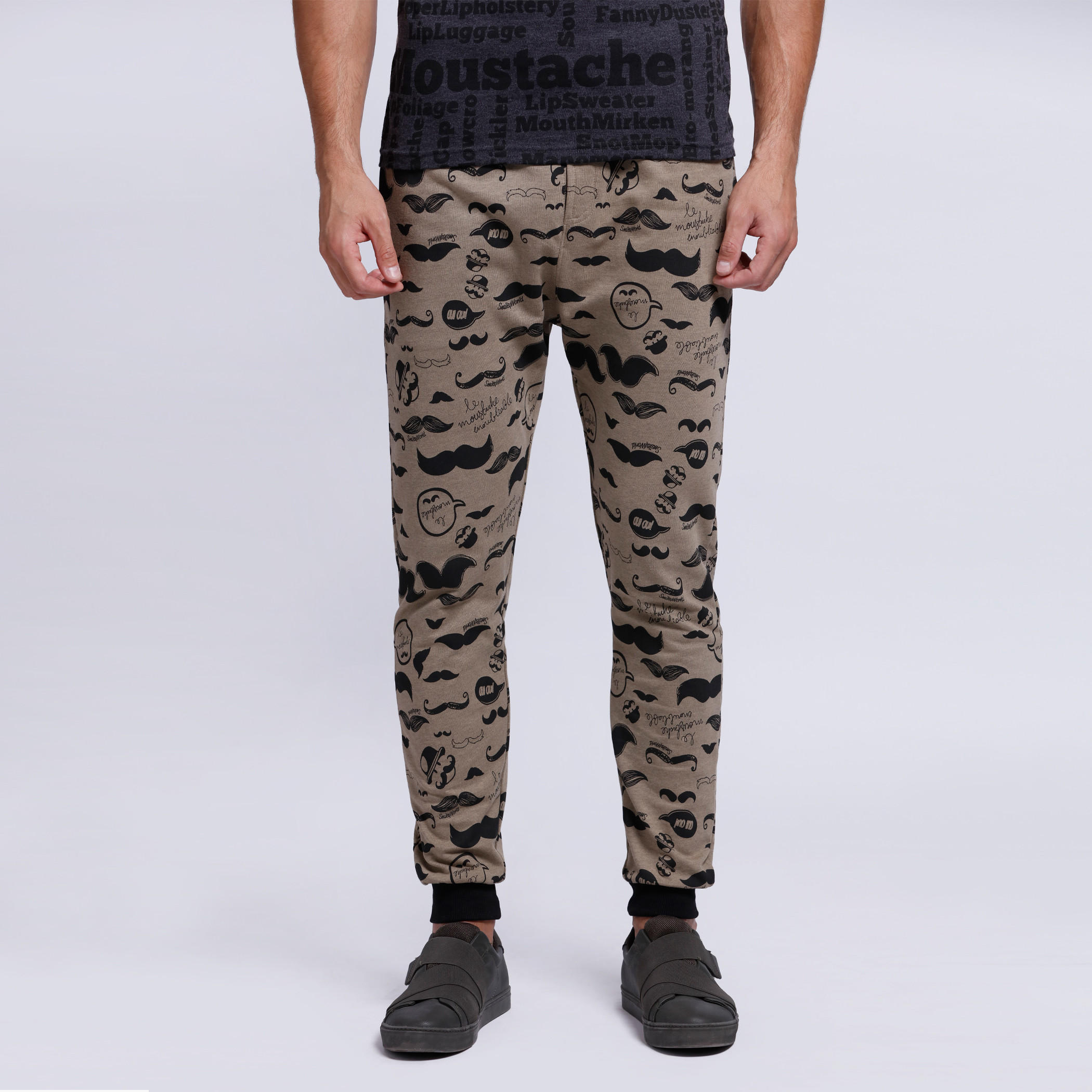Smiley World Full Length Joggers with Elasticised Waistband-men-clothing-bottoms-joggers-image-1