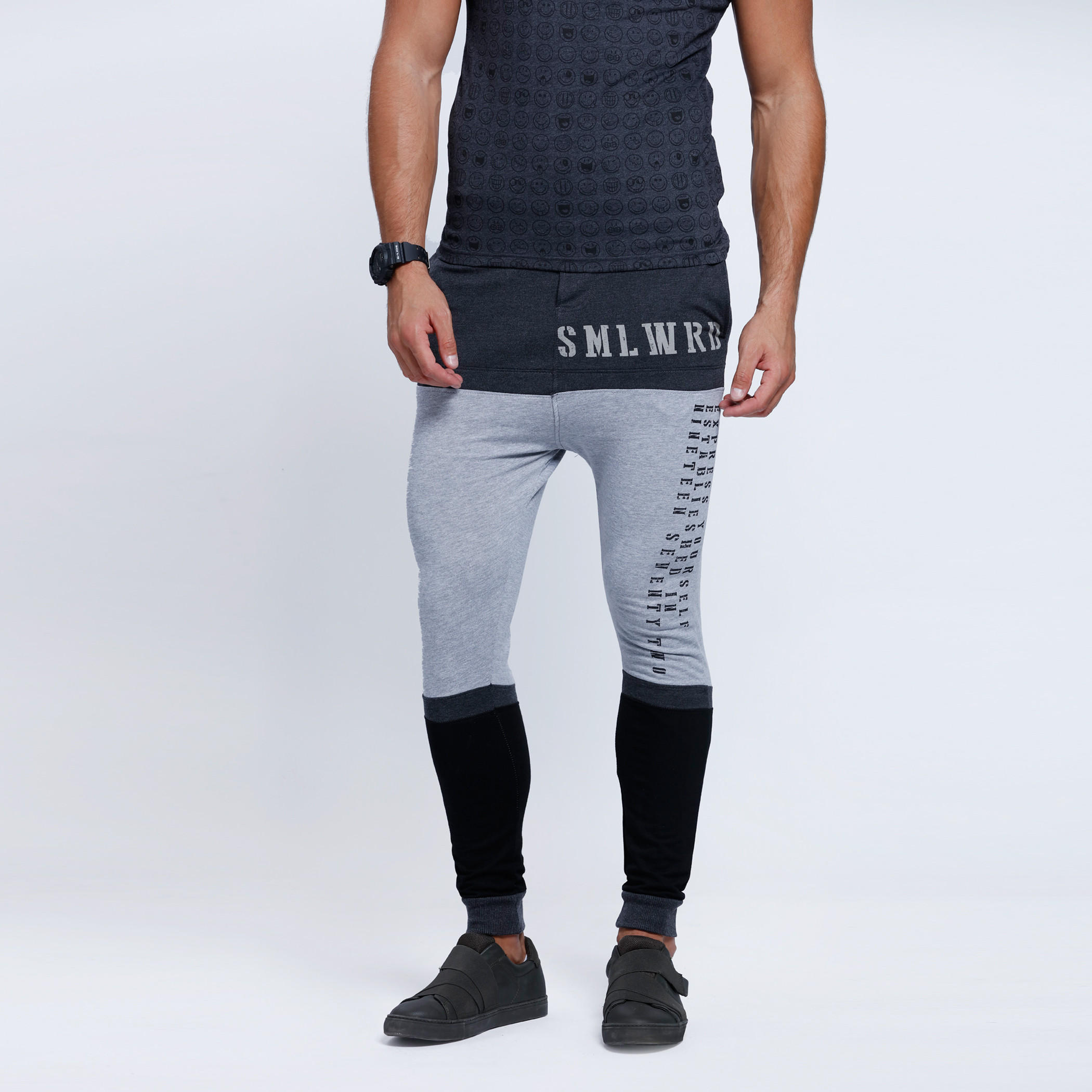 Smiley World Printed Full Length Jog Pants with Elasticised Waistband-men-clothing-bottoms-joggers-image-1