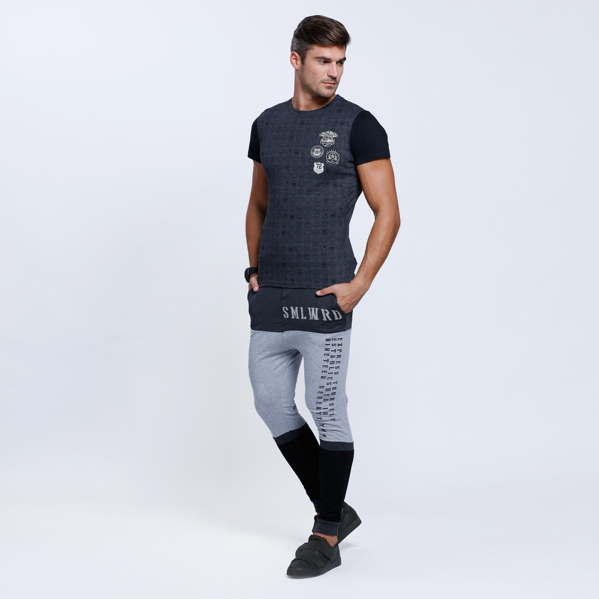 Smiley World Printed Full Length Jog Pants with Elasticised Waistband-men-clothing-bottoms-joggers-image-5