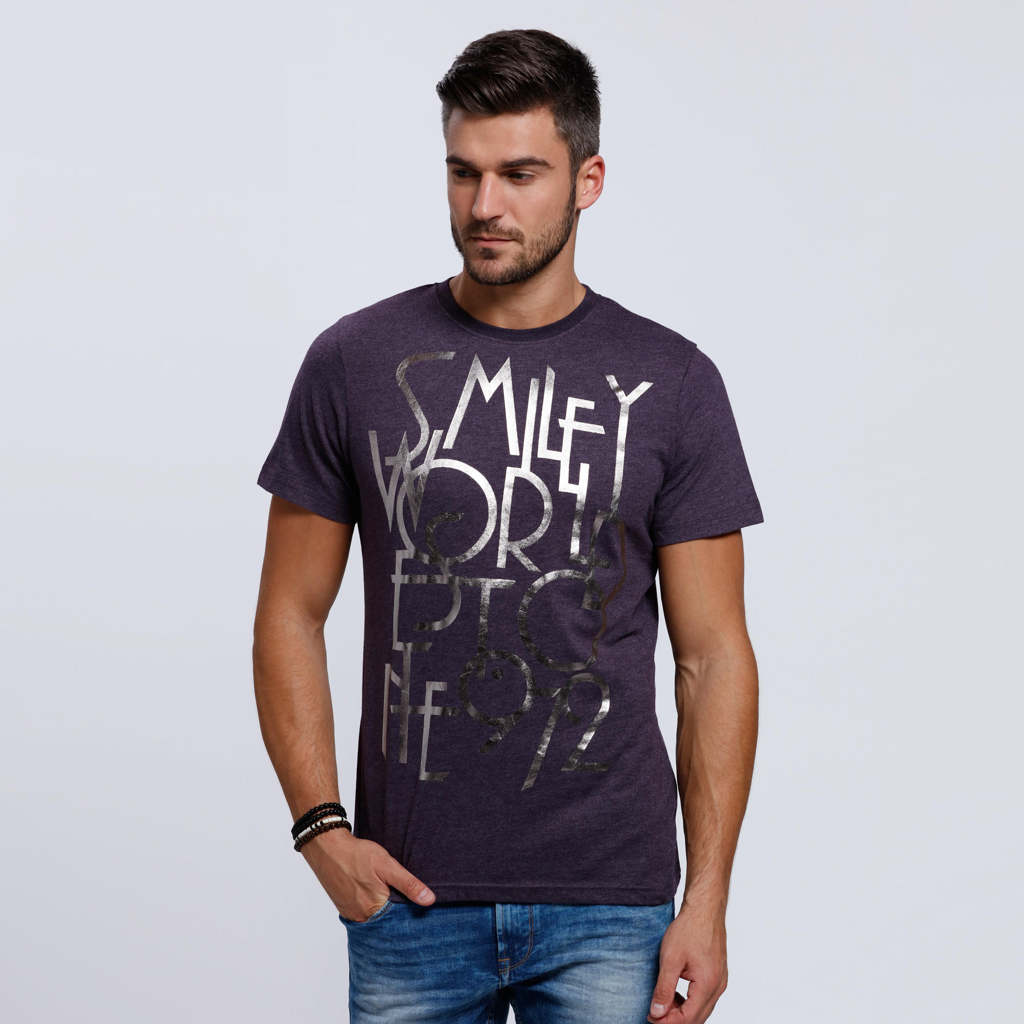 Smiley World Printed T-Shirt with Short Sleeves-men-clothing-tshirtsandpolos-tshirts-image-1
