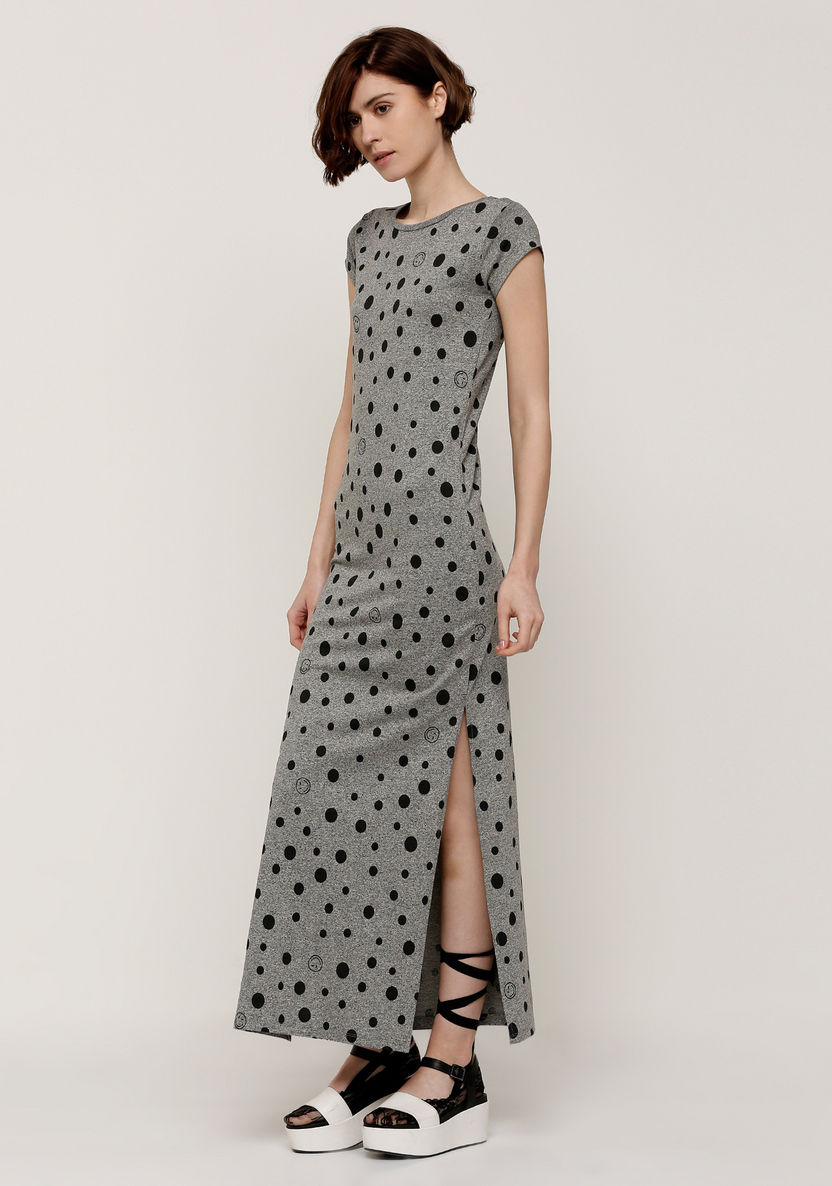 Shop Smiley World Printed Maxi Dress with Round Neck Online | Splash Saudi Shop Smiley World Printed Maxi Dress with Round Neck Online | Splash Saudi