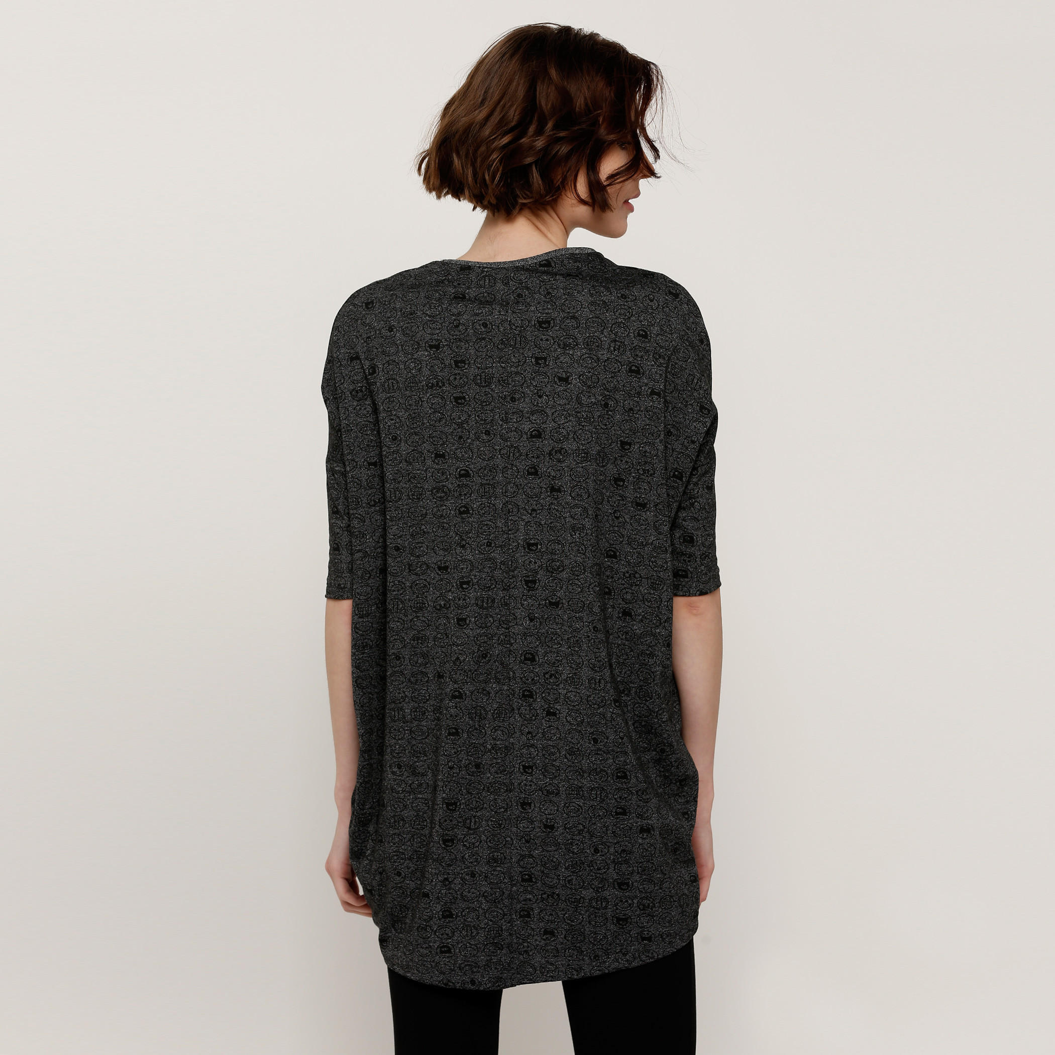 تونيك بياقة مستديرة وأكمام بطول 3/4 وطبعات سمايلي وورلد-women-clothing-shirtsandblouses-blouses-image-2