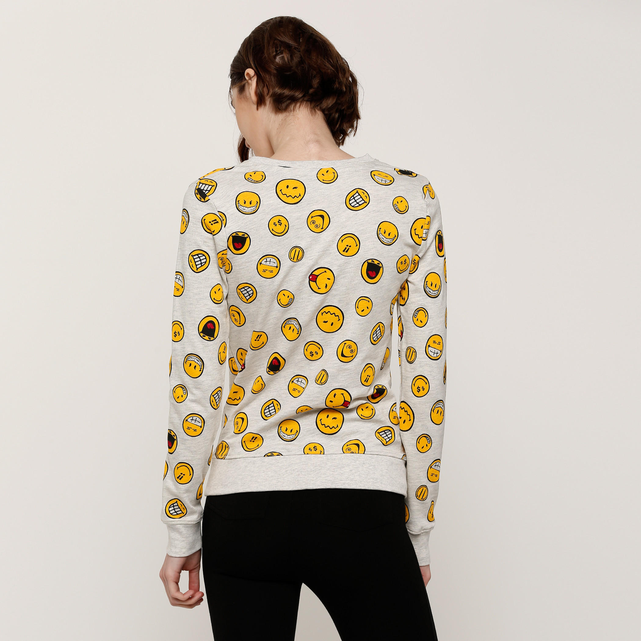 Smiley World Printed Sweatshirt with Round Neck and Long Sleeves-women-winterwear-hoodiesandsweatshirts-sweatshirts-image-2