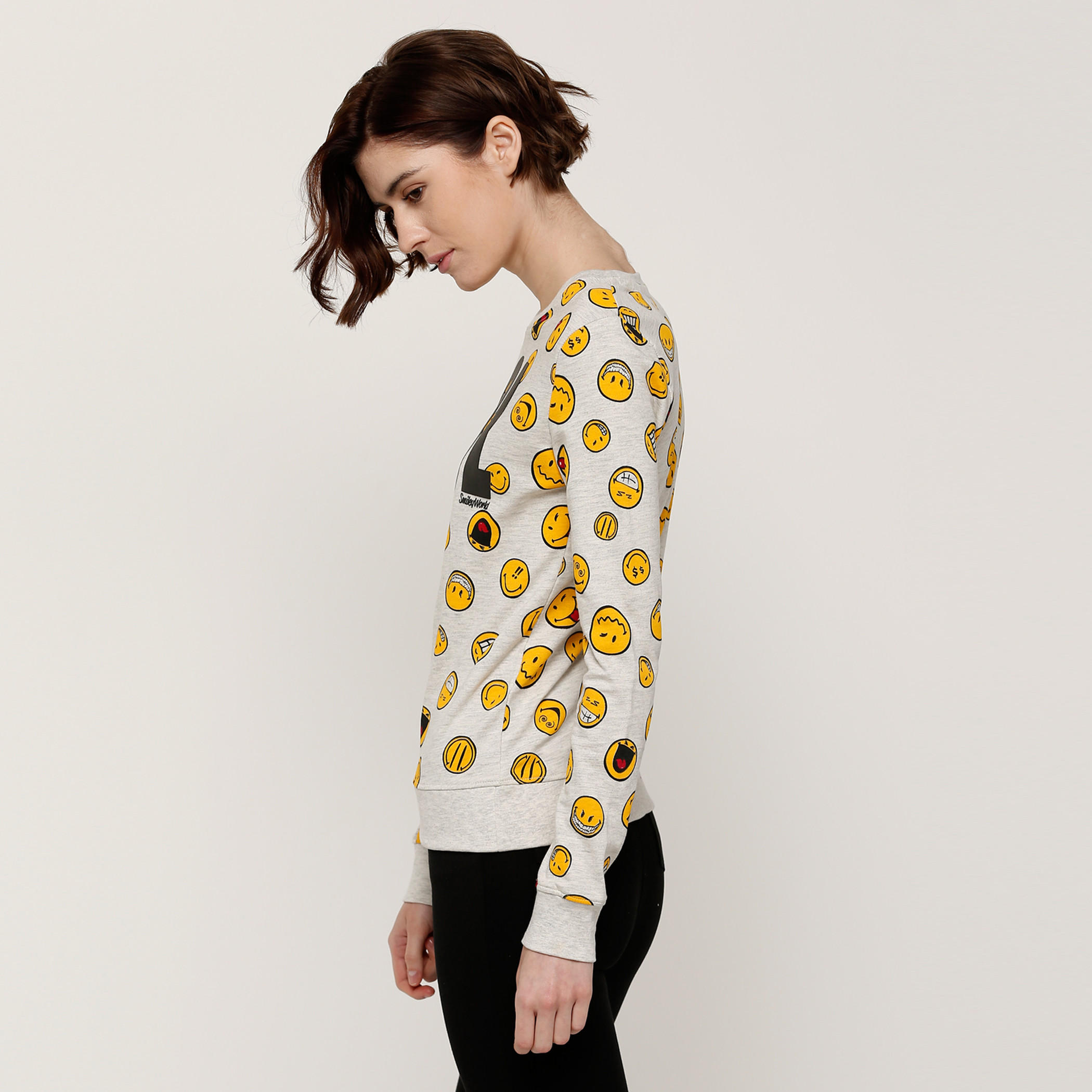 Smiley World Printed Sweatshirt with Round Neck and Long Sleeves-women-winterwear-hoodiesandsweatshirts-sweatshirts-image-3