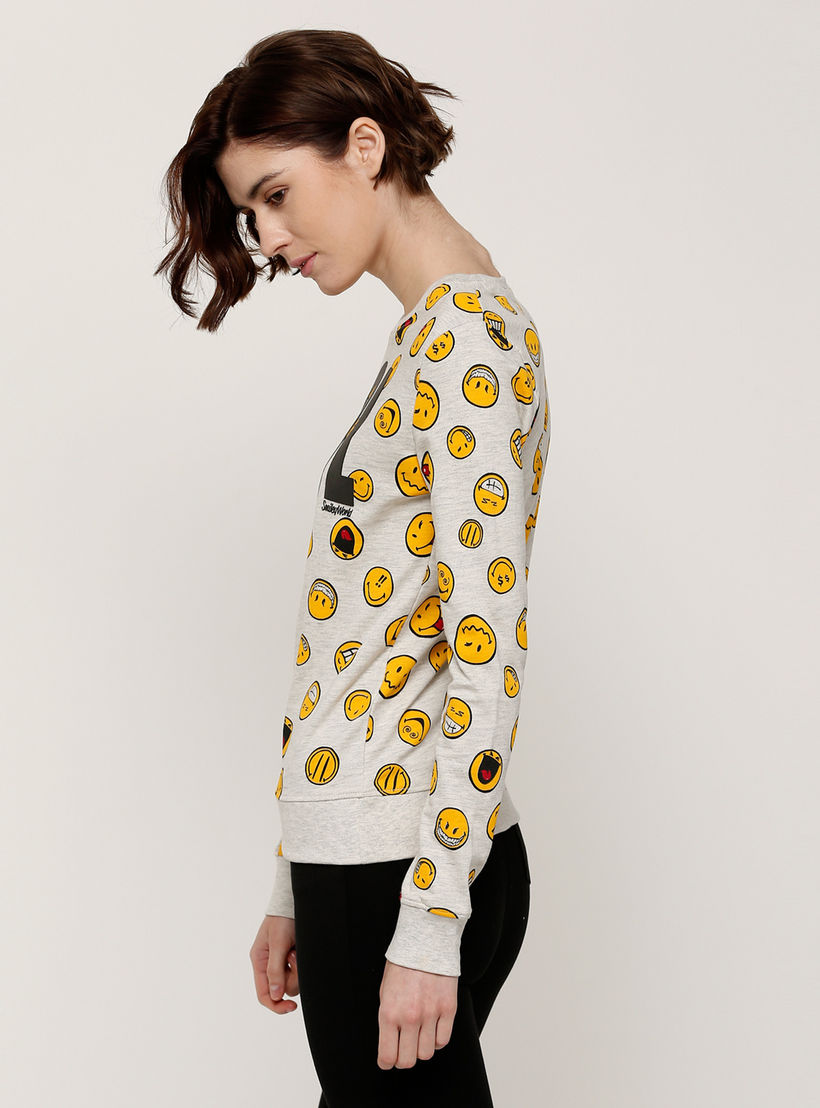 Smiley World Printed Sweatshirt with Round Neck and Long Sleeves-women-winterwear-hoodiesandsweatshirts-sweatshirts-image-3