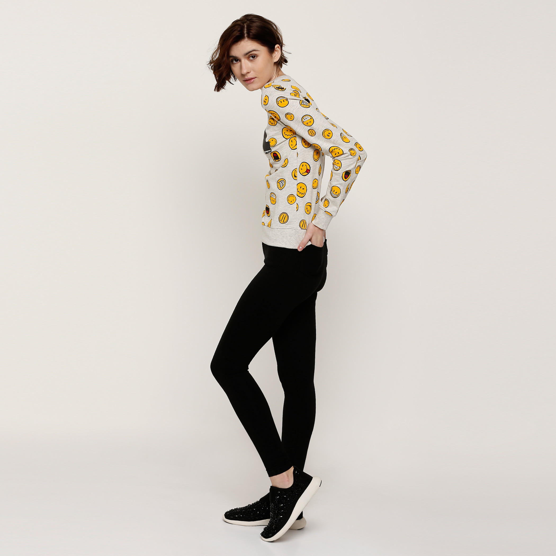 Smiley World Printed Sweatshirt with Round Neck and Long Sleeves-women-winterwear-hoodiesandsweatshirts-sweatshirts-image-5