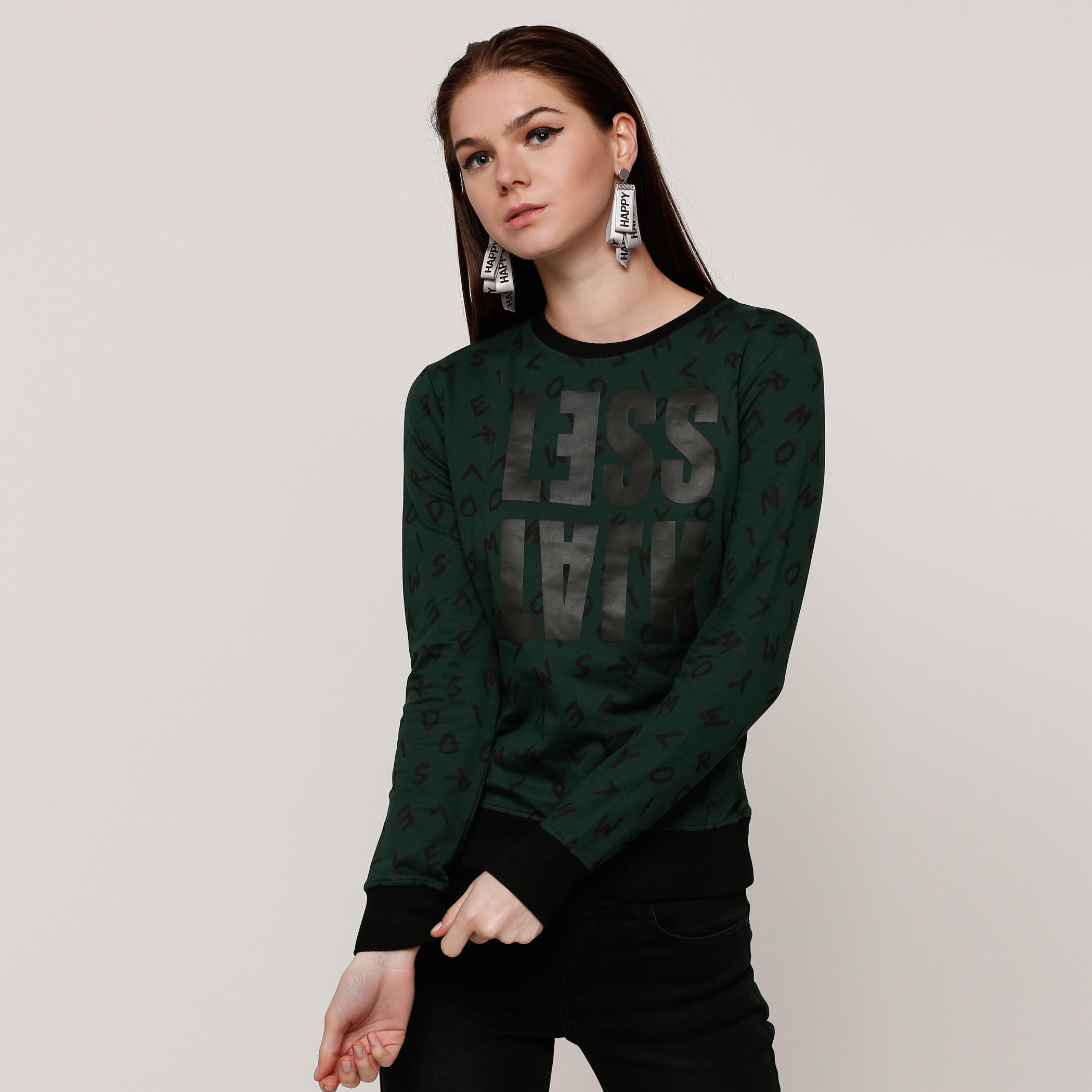 سويت شيرت بياقة مستديرة وأكمام طويلة وطبعات سمايلي وورلد-women-winterwear-hoodiesandsweatshirts-sweatshirts-image-1