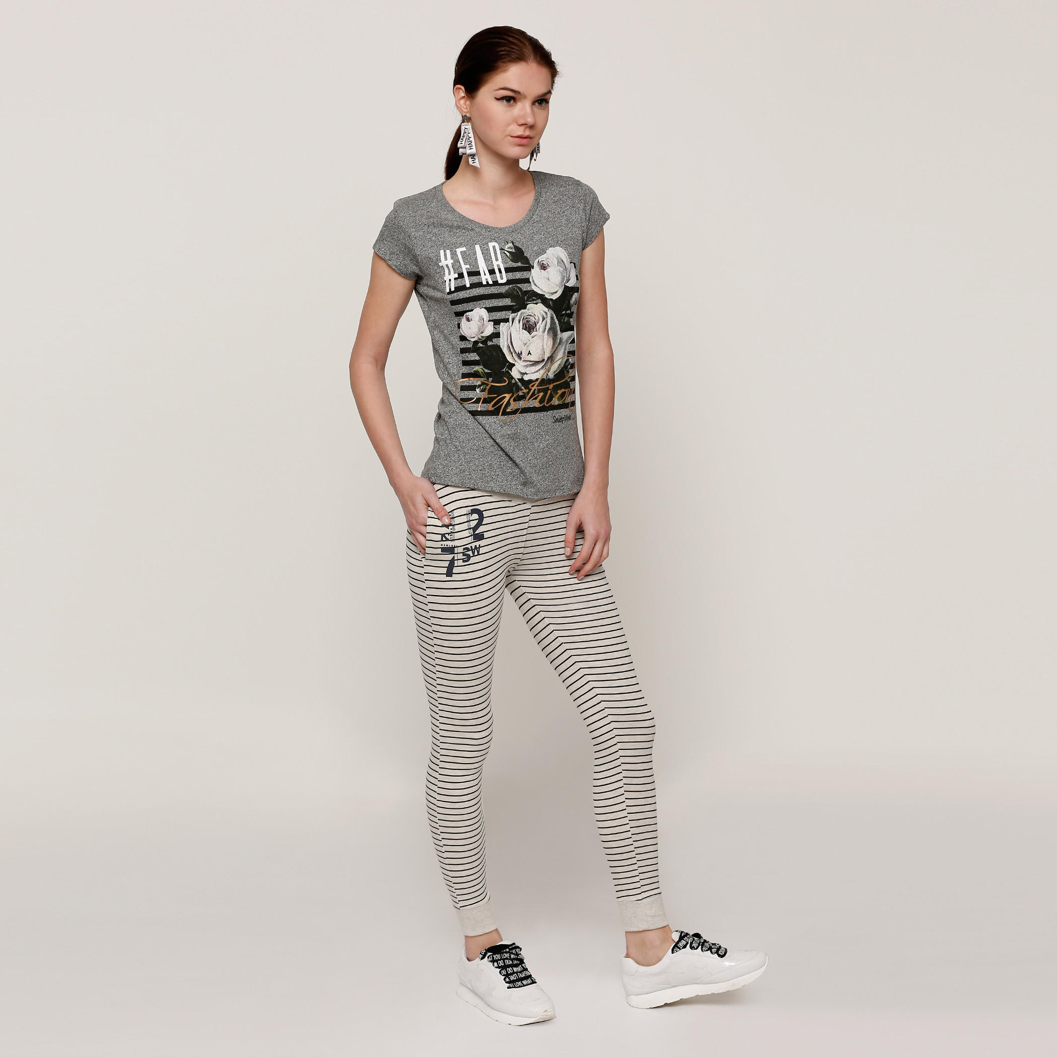 Smiley World Printed T-Shirt with Round Neck and Cap Sleeves-women-clothing-tshirts-image-5