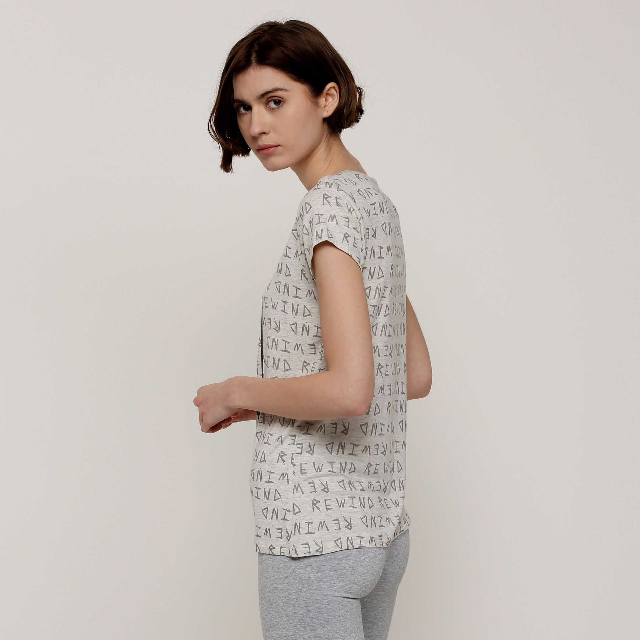 Smiley World Printed T-Shirt with Round Neck and Cap Sleeves-women-clothing-shirtsandblouses-shirts-image-2