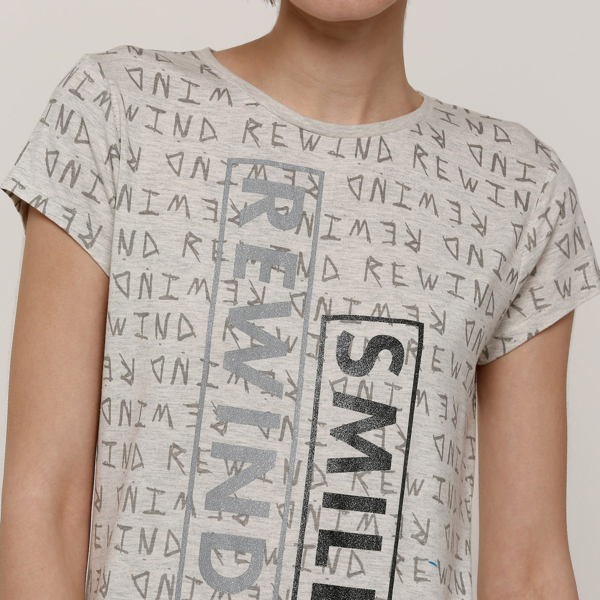 Smiley World Printed T-Shirt with Round Neck and Cap Sleeves-women-clothing-shirtsandblouses-shirts-image-4