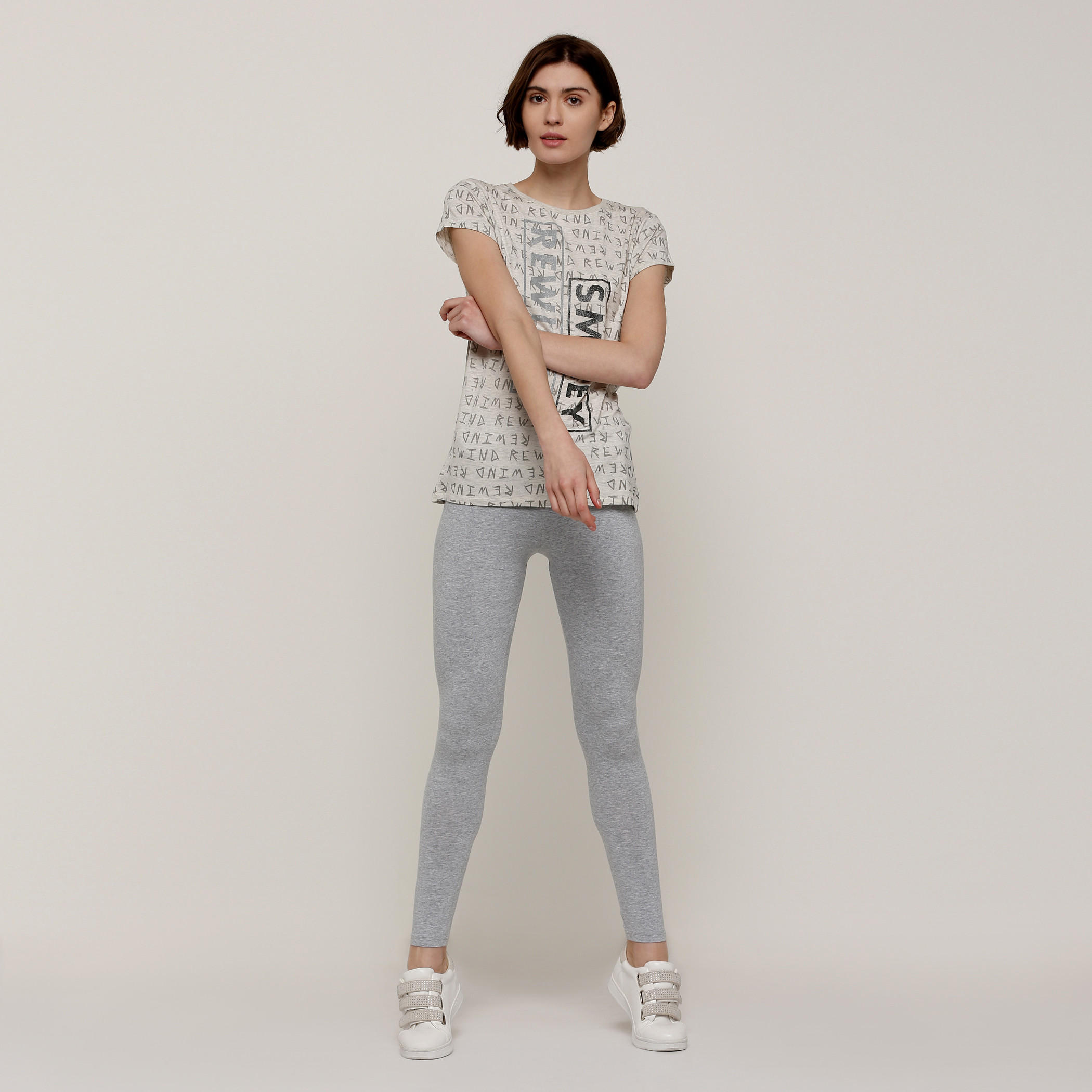 Smiley World Printed T-Shirt with Round Neck and Cap Sleeves-women-clothing-shirtsandblouses-shirts-image-5