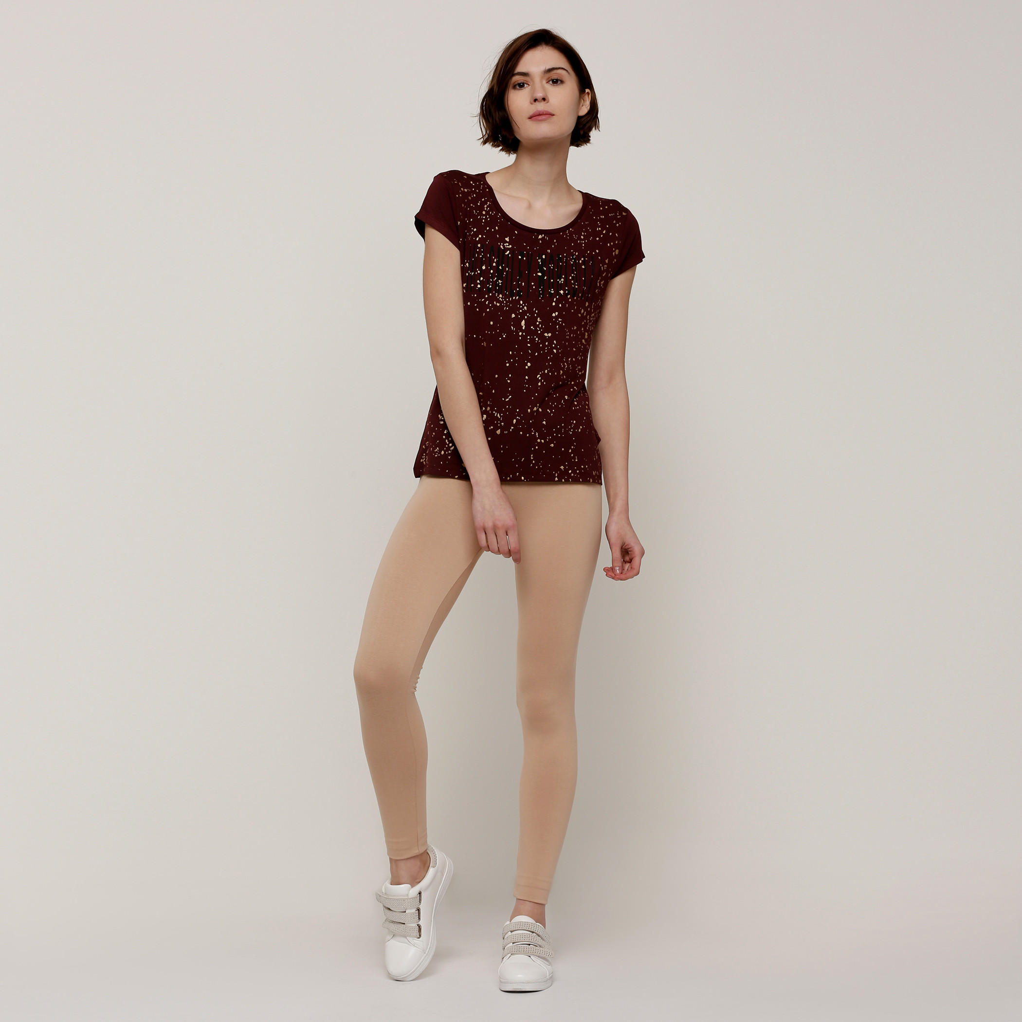 Smiley World Printed T-Shirt with Round Neck and Cap Sleeves-women-clothing-shirtsandblouses-shirts-image-5
