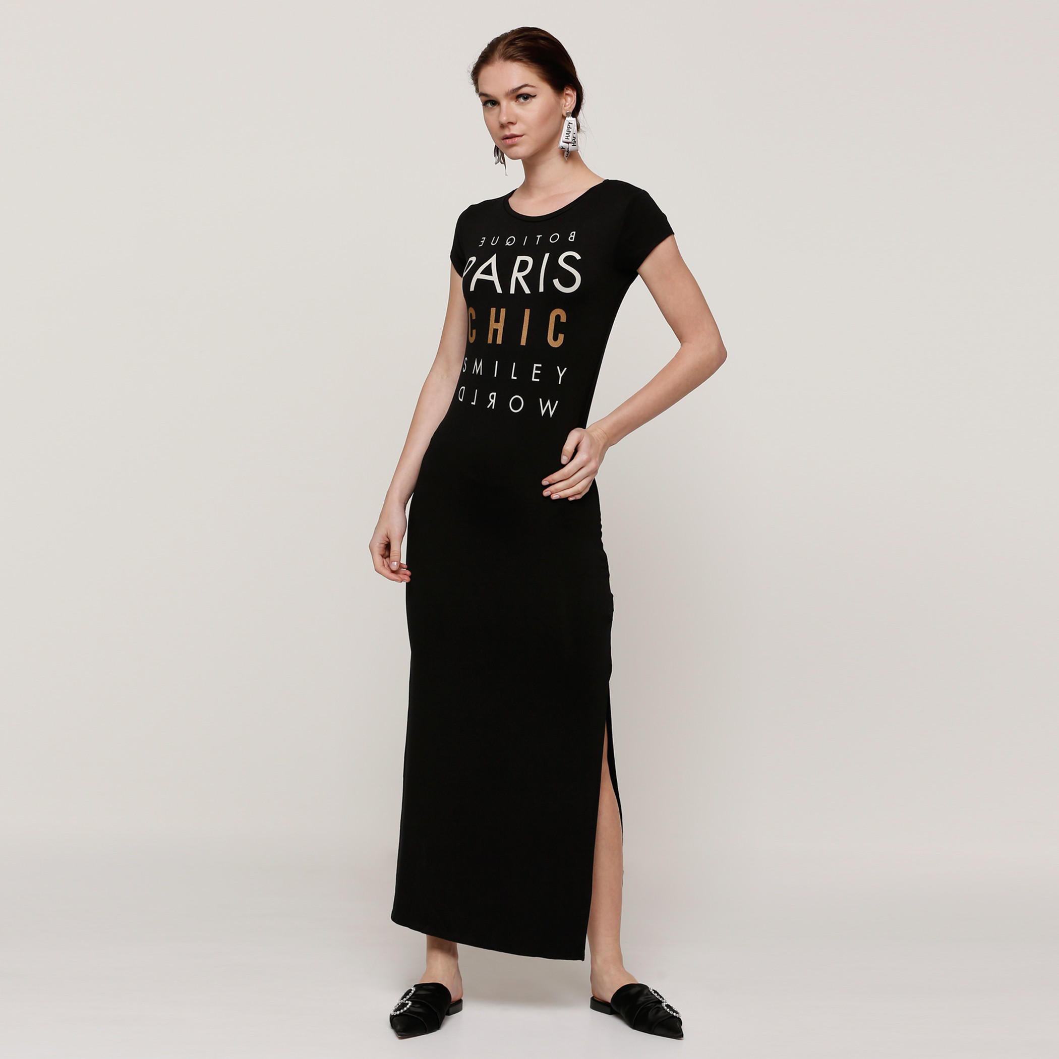 Smiley World Printed Round Neck Maxi Dress-women-clothing-dresses-image-1
